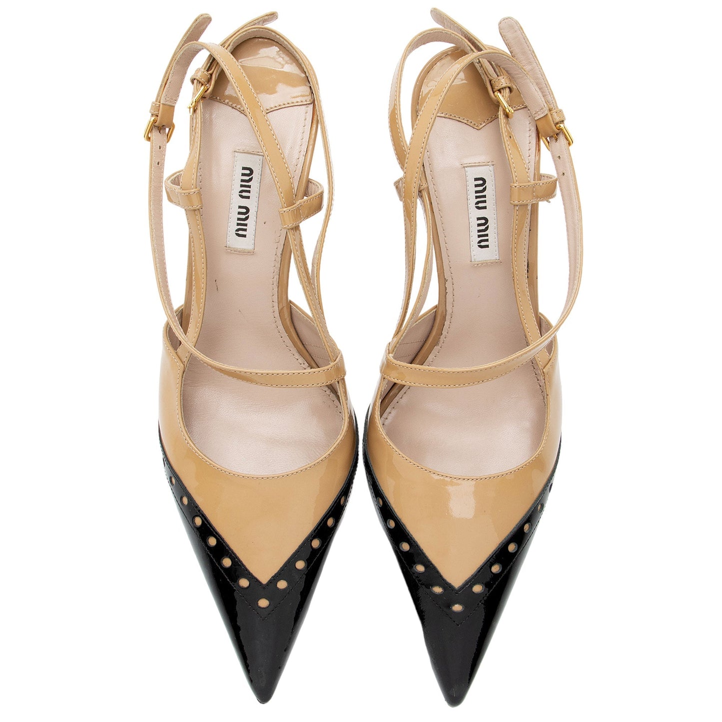 Miu Miu Patent Leather Brogue Slingback Pumps - Size 9 / 39 (SHF-PUrdef)
