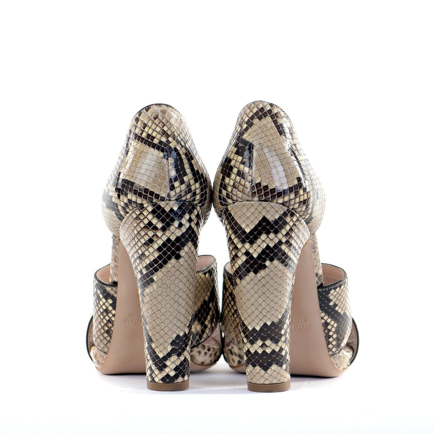 Snakeskin Banana Heel Sandals