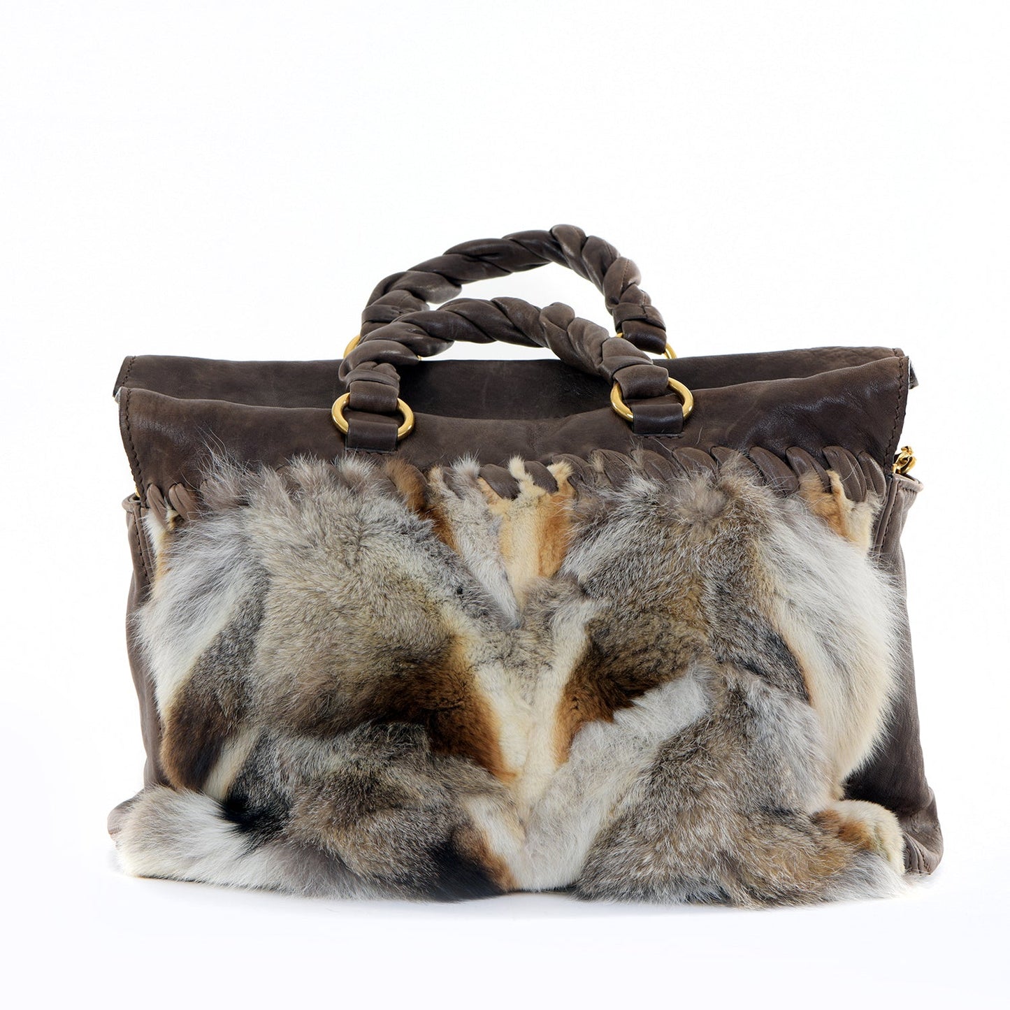 Fox Fur Leather Tote