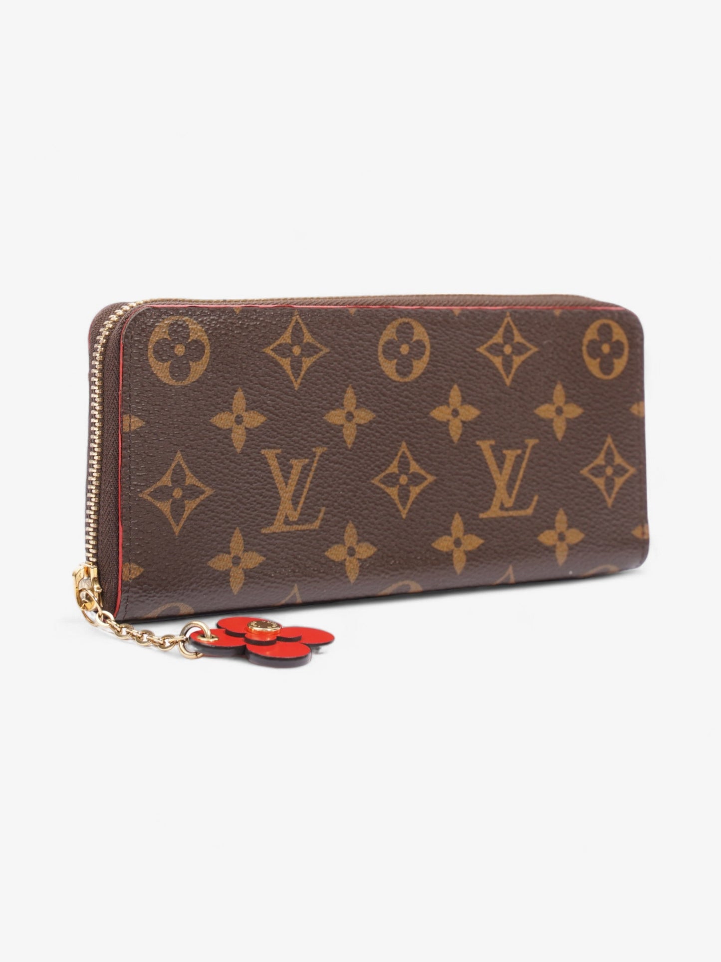 Louis Vuitton Clemence Flower Charm Wallet Monogram Coated Canvas