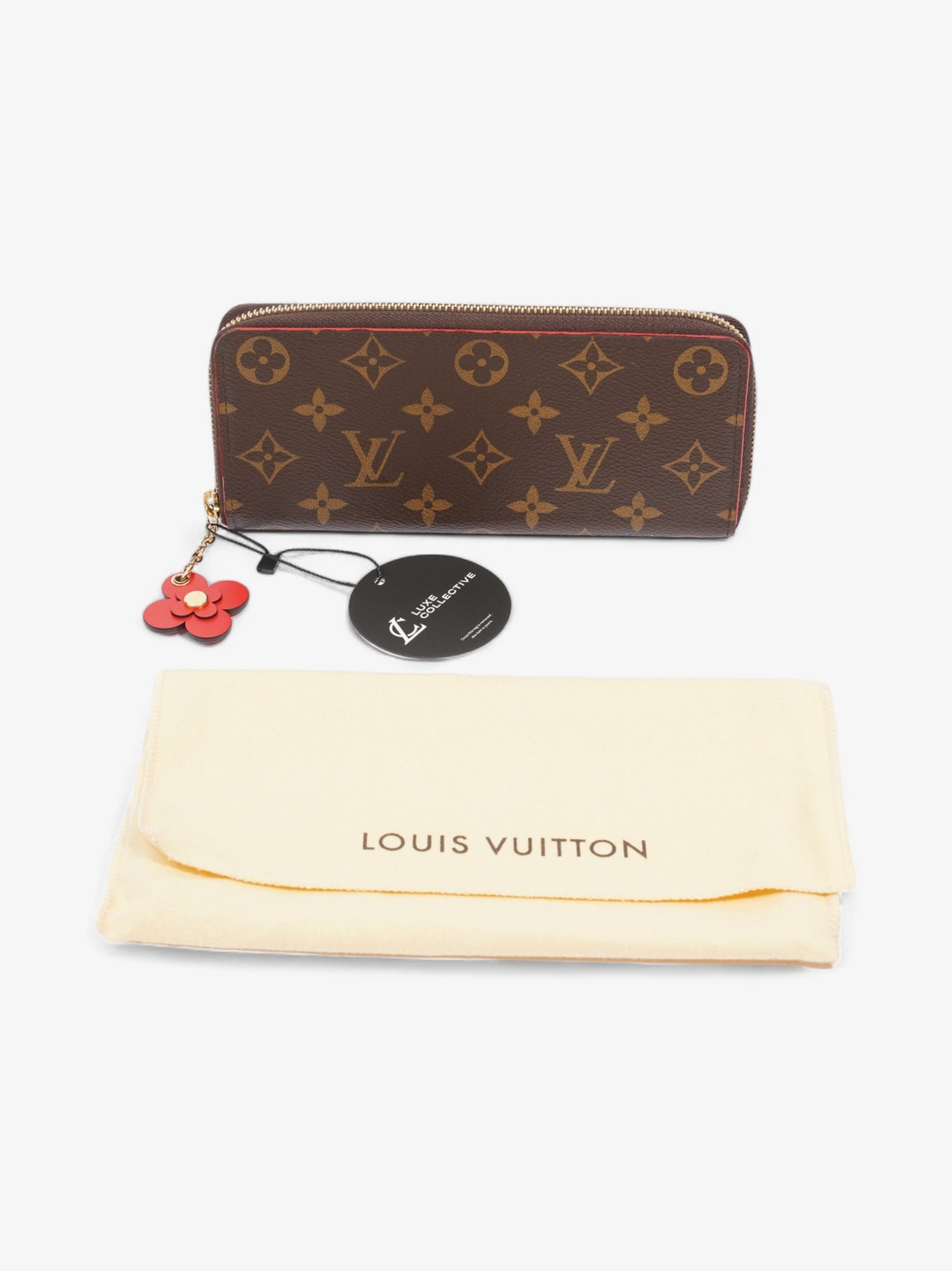 Louis Vuitton Clemence Flower Charm Wallet Monogram Coated Canvas