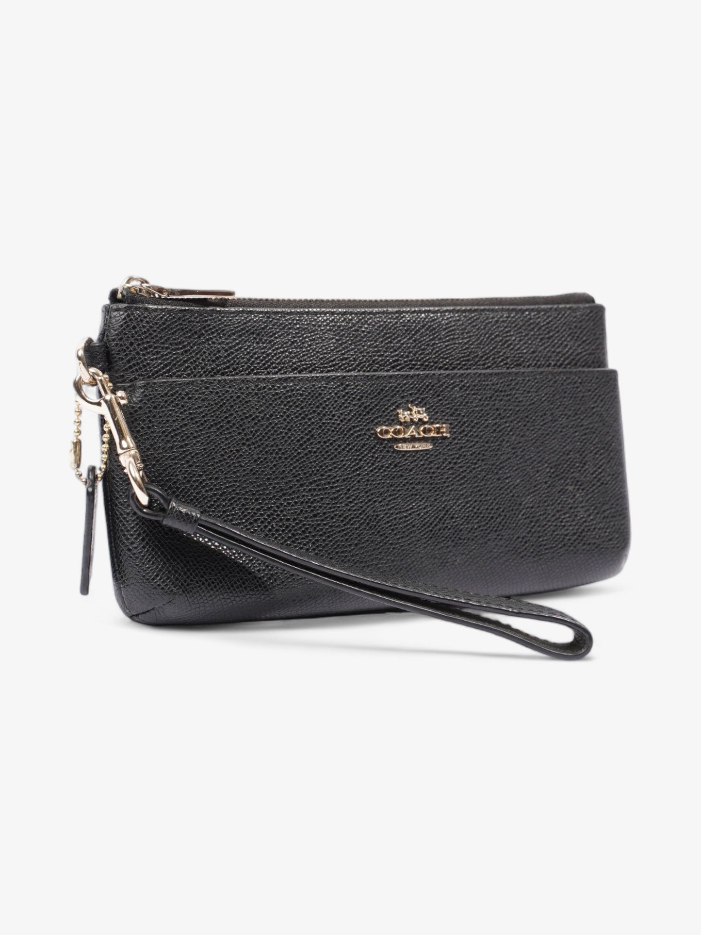 Coach Double Pouch Wallet Wristlet Black Leather