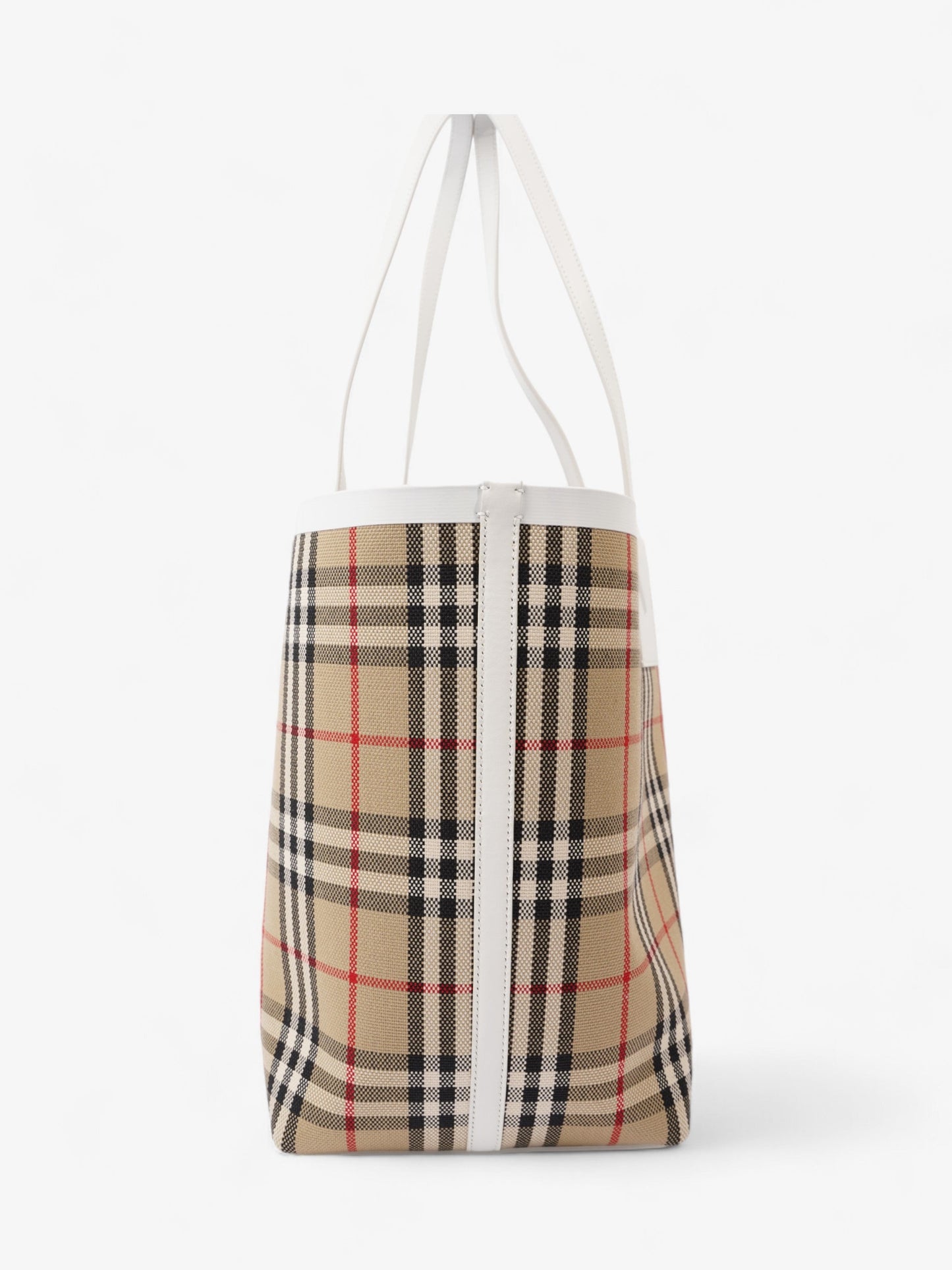 Burberry London Check Tote Bag Vintage Check / White Fabric Medium