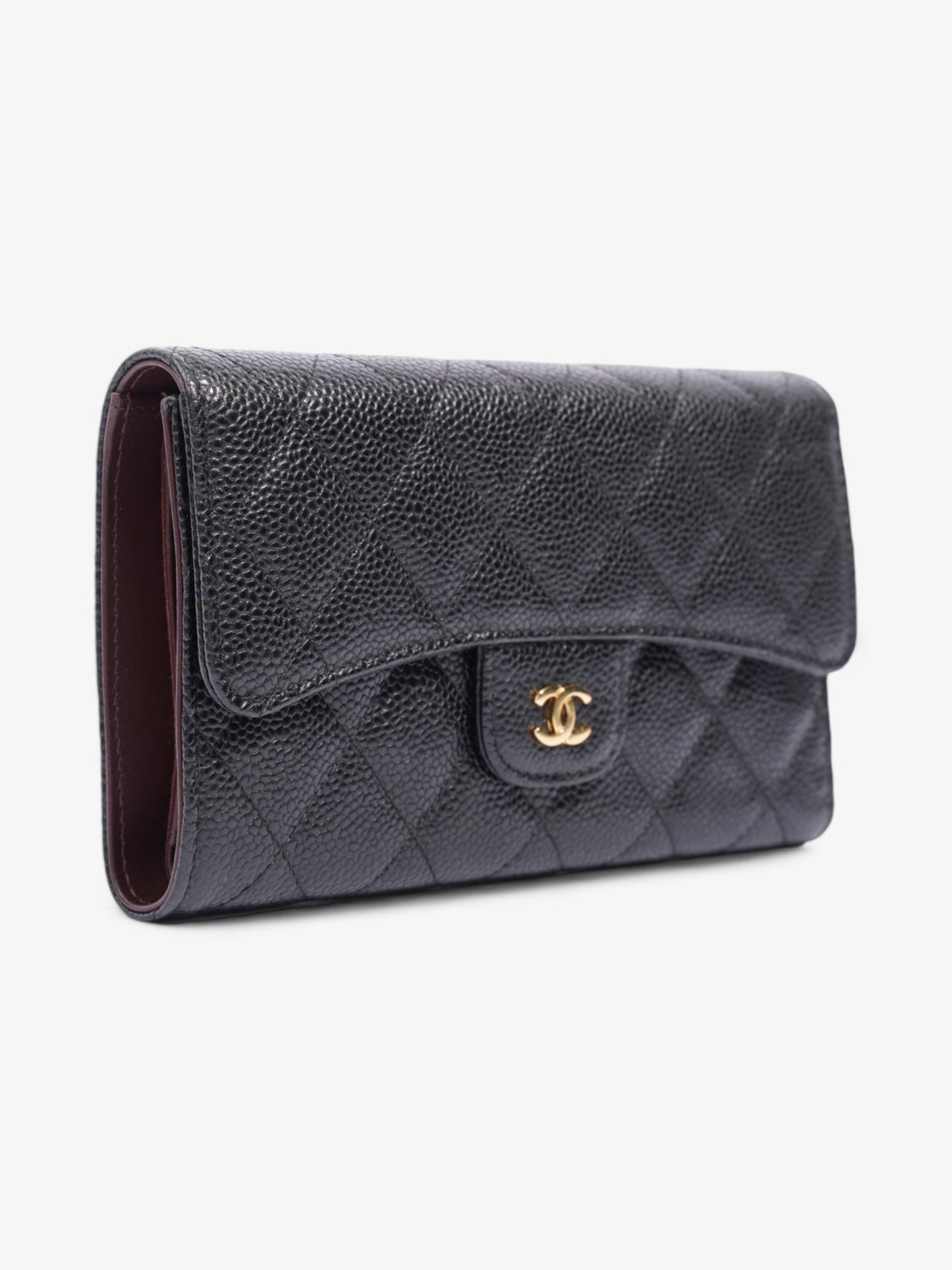 Chanel CC Flap Continental Wallet Black / Gold Caviar Leather