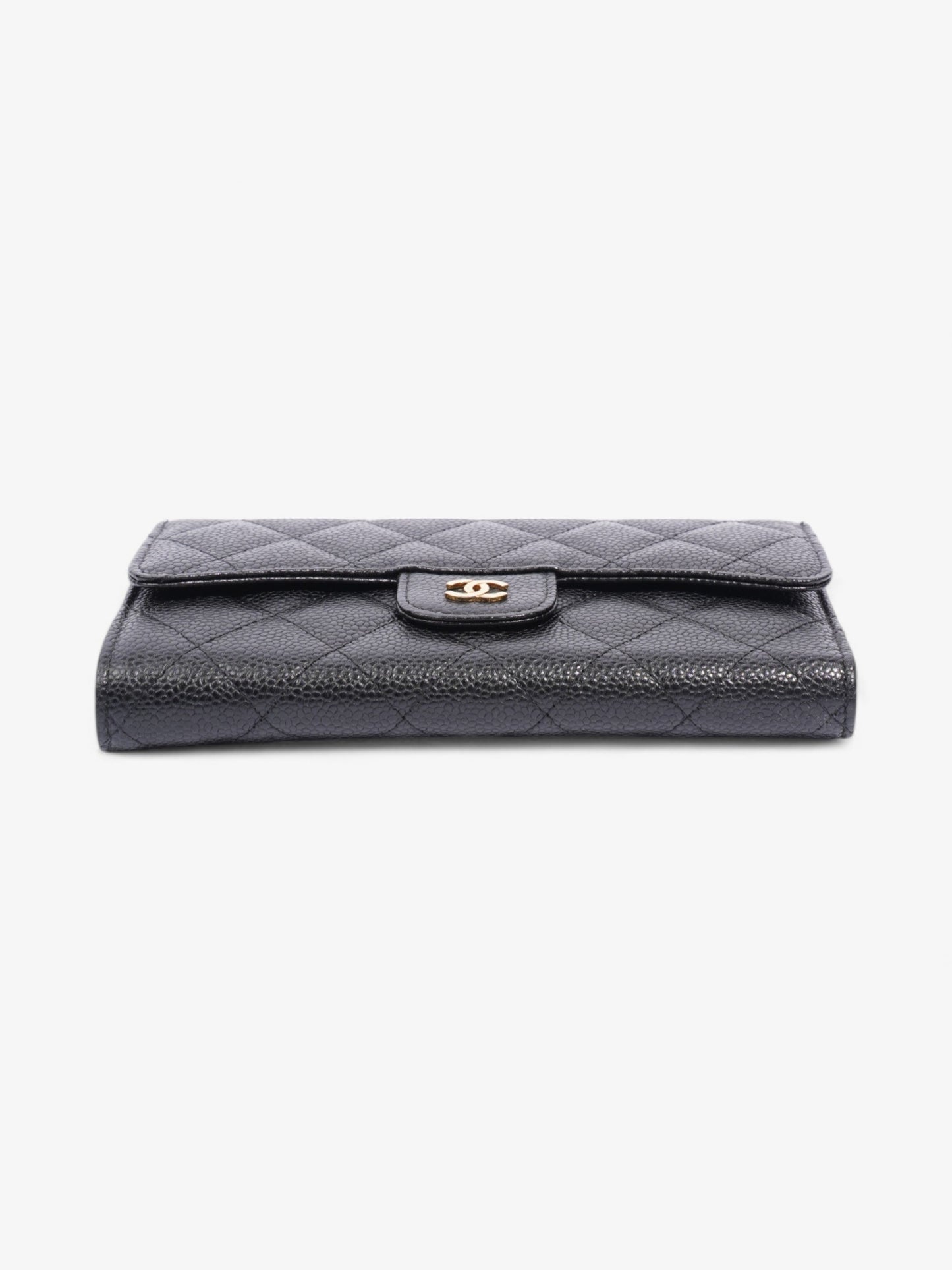 Chanel CC Flap Continental Wallet Black / Gold Caviar Leather