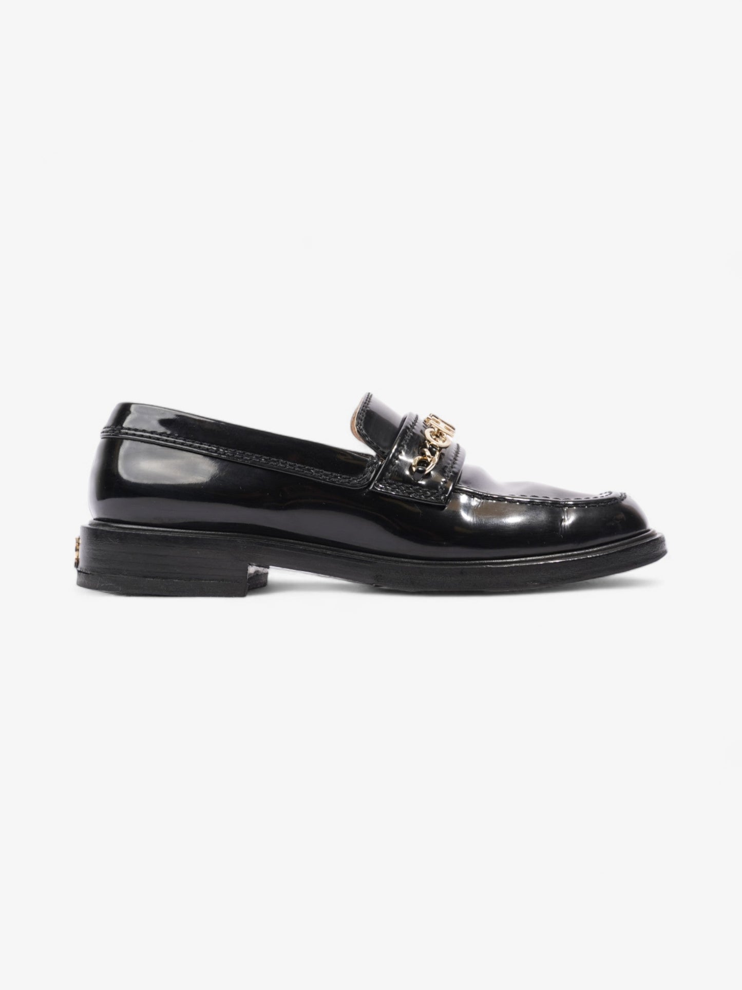 Chanel Chain Logo Loafers Black / Gold Leather EU 37 UK 4
