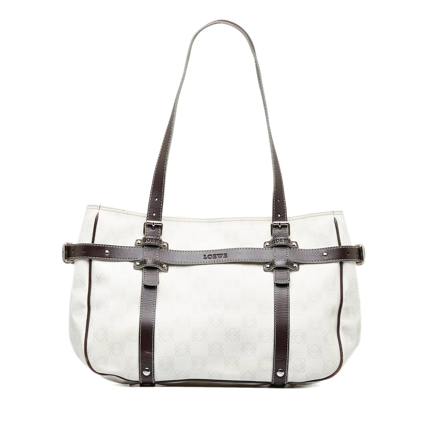 White Loewe Anagram Tote Bag
