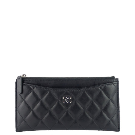 Chanel Classic Long Zip Lambskin Leather Wallet