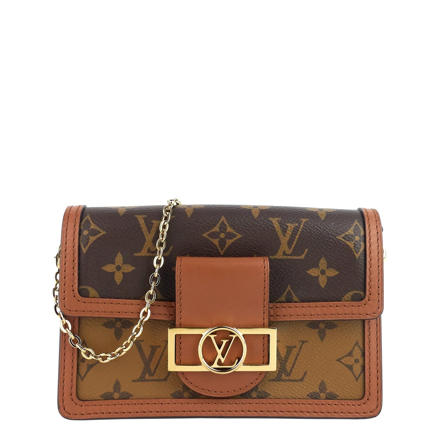 Louis Vuitto Dauphine Chain Wallet Reverse Monogram Bag