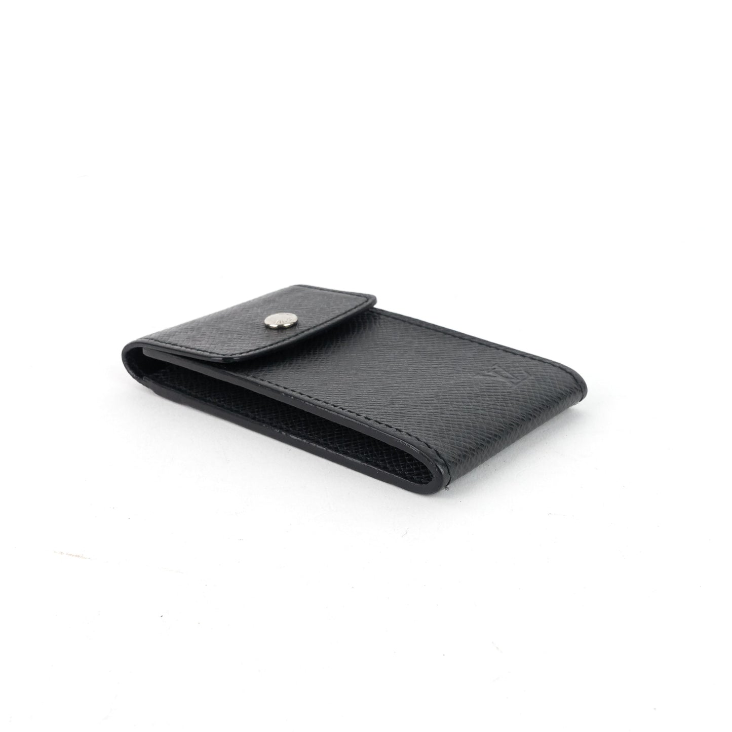 Louis Vuitto Porte Cles Badge Ardoise Taiga Leather Pouch Keychain