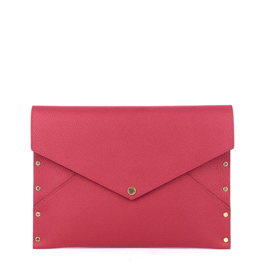 Louis Vuitto Enveloppe MM Rivets Grained Leather Clutch Bag