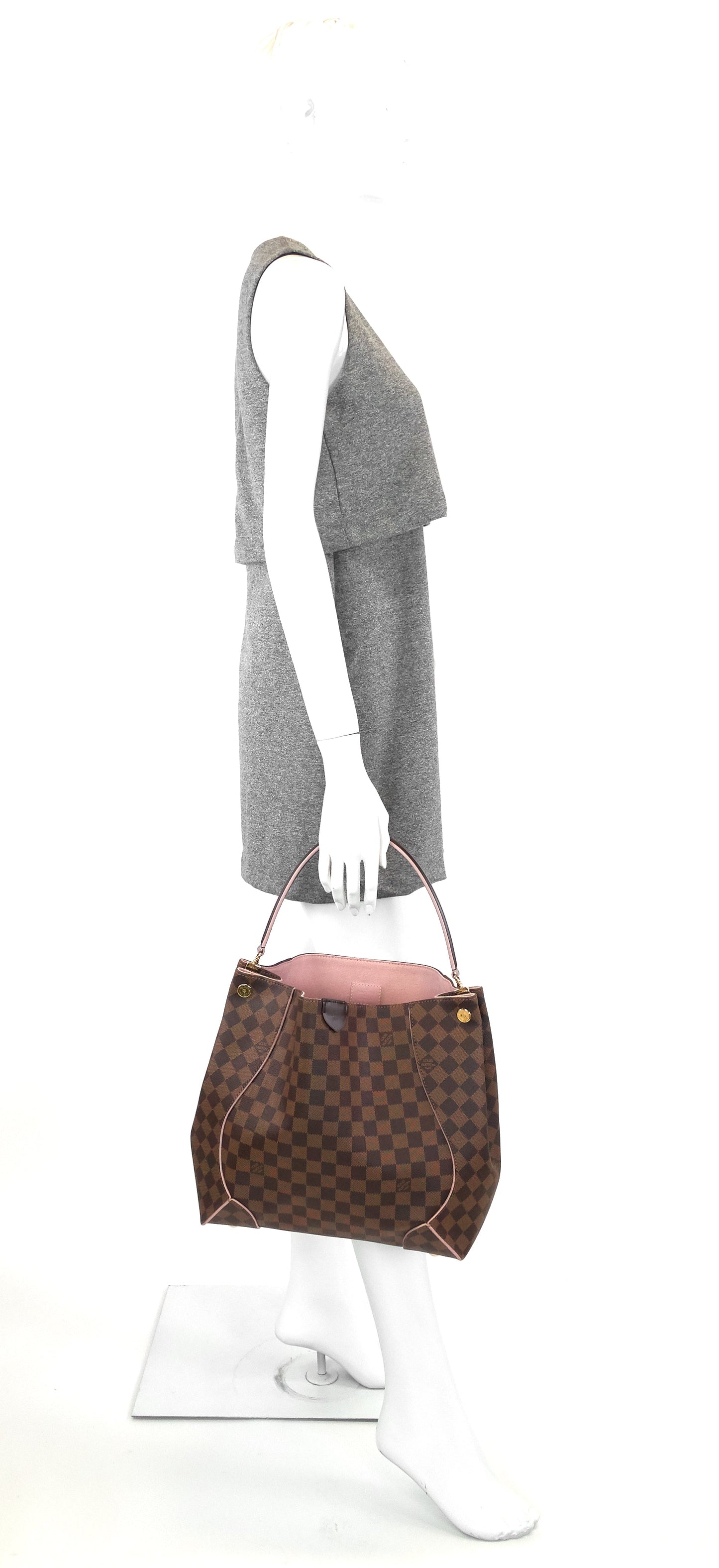 Louis Vuitto Caissa Damier Ebene Canvas Hobo Bag