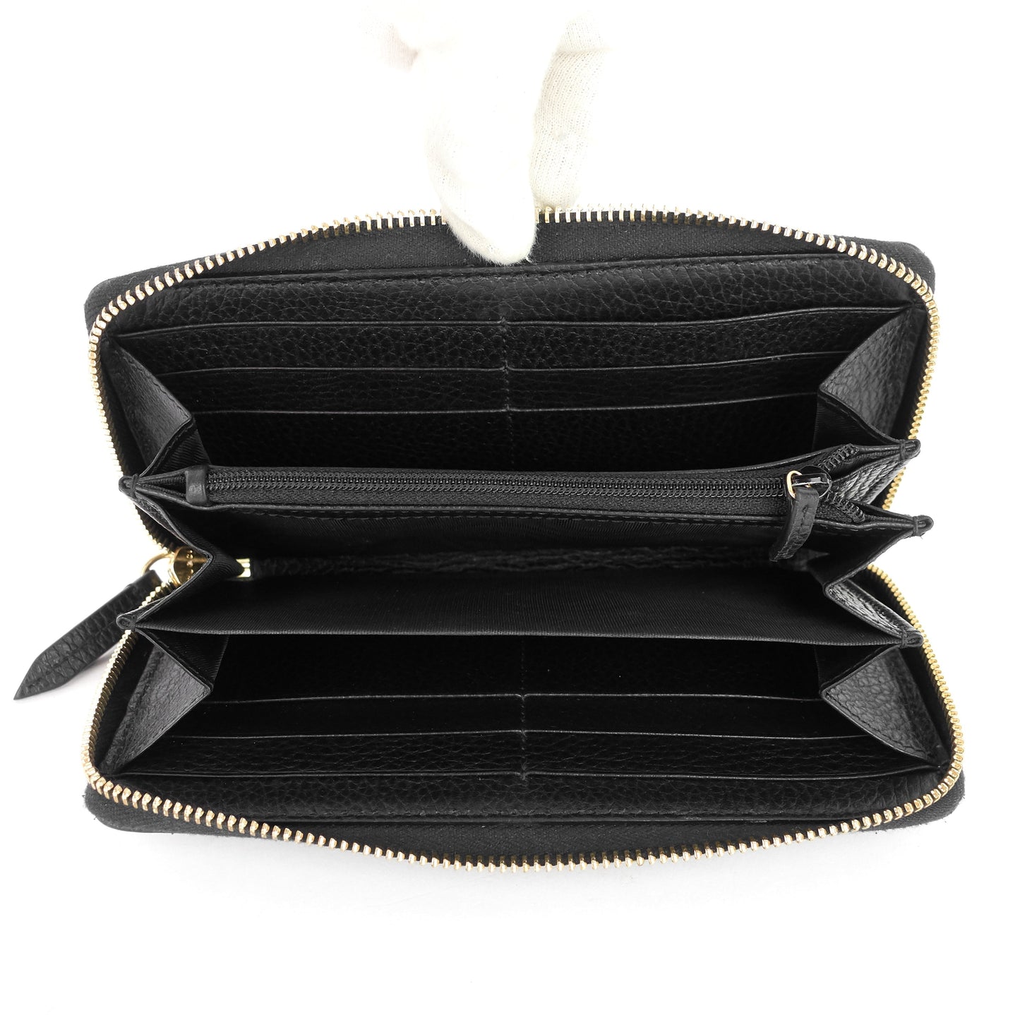Gucci Zip Around Grained Calfskin Wallet
