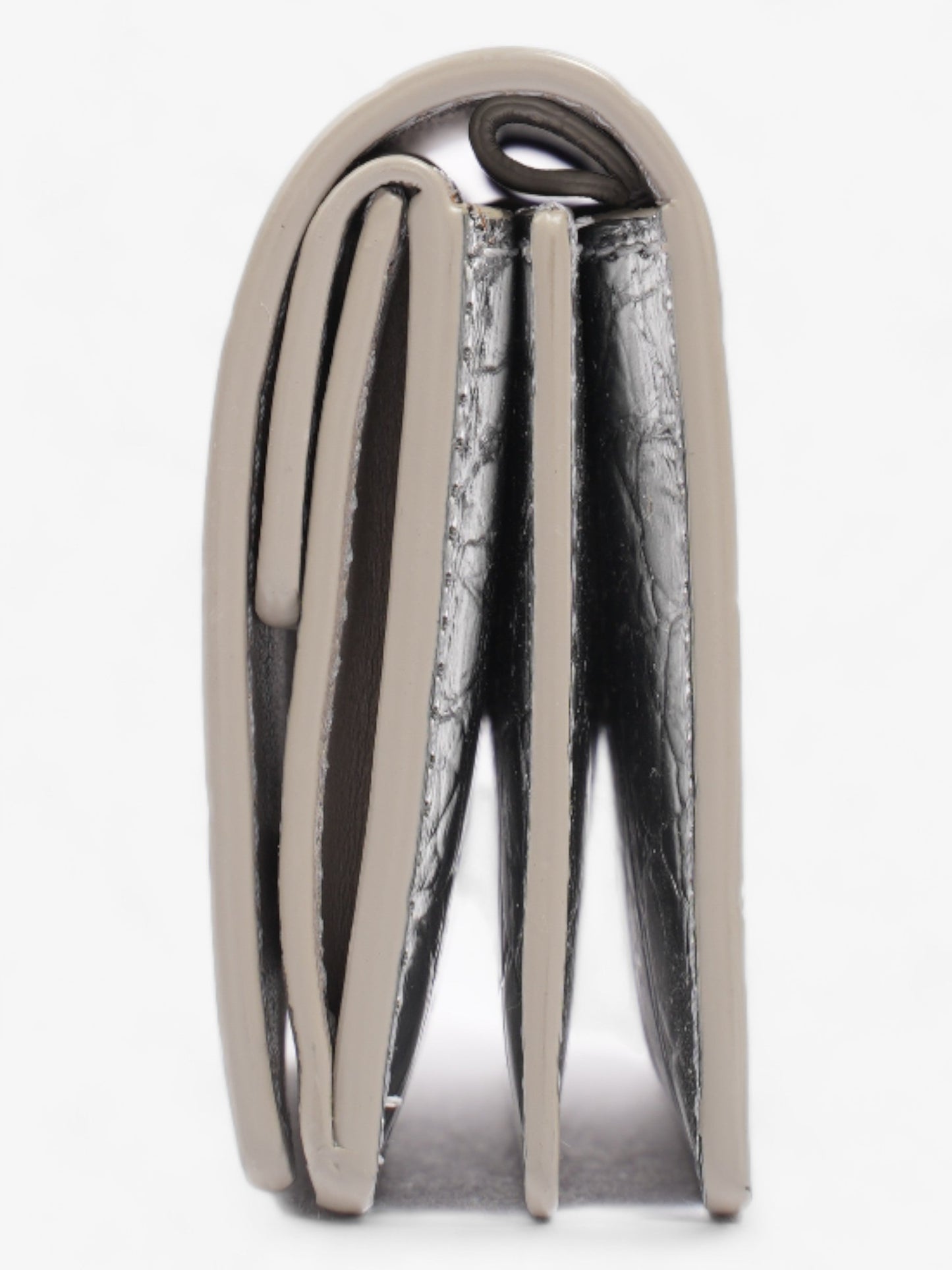 Burberry Jessie Card Holder Silver Embossed Leather