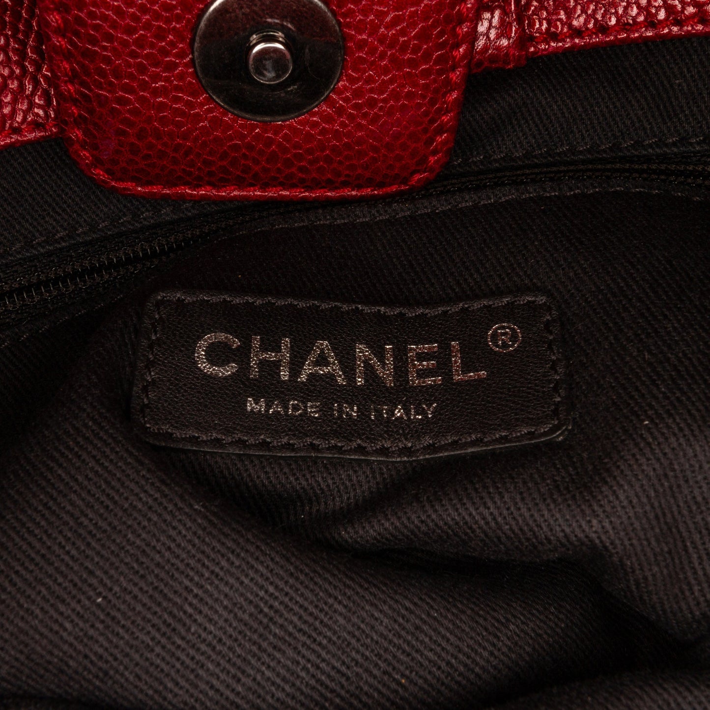 Red Chanel Small Caviar City Shopper Tote Bag