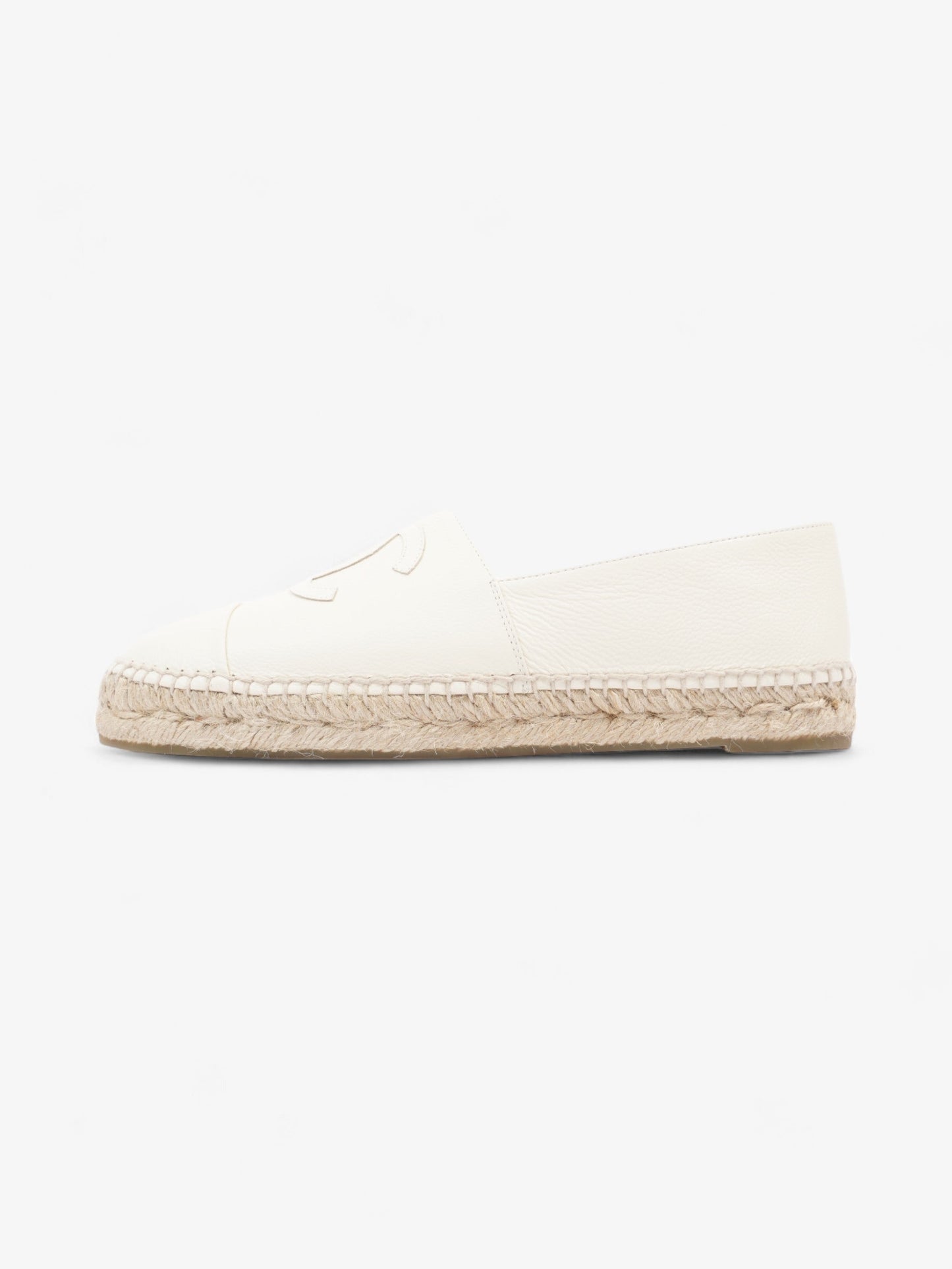 Chanel CC Cap Toe Espadrilles White Leather EU 41 UK 8