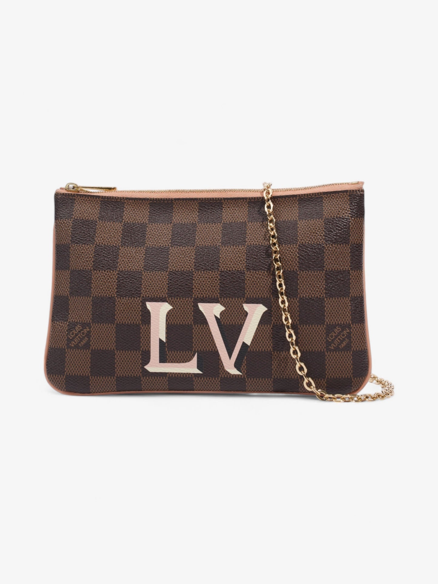 Louis Vuitton Double Zip Pochette Monogram / Pink Coated Canvas