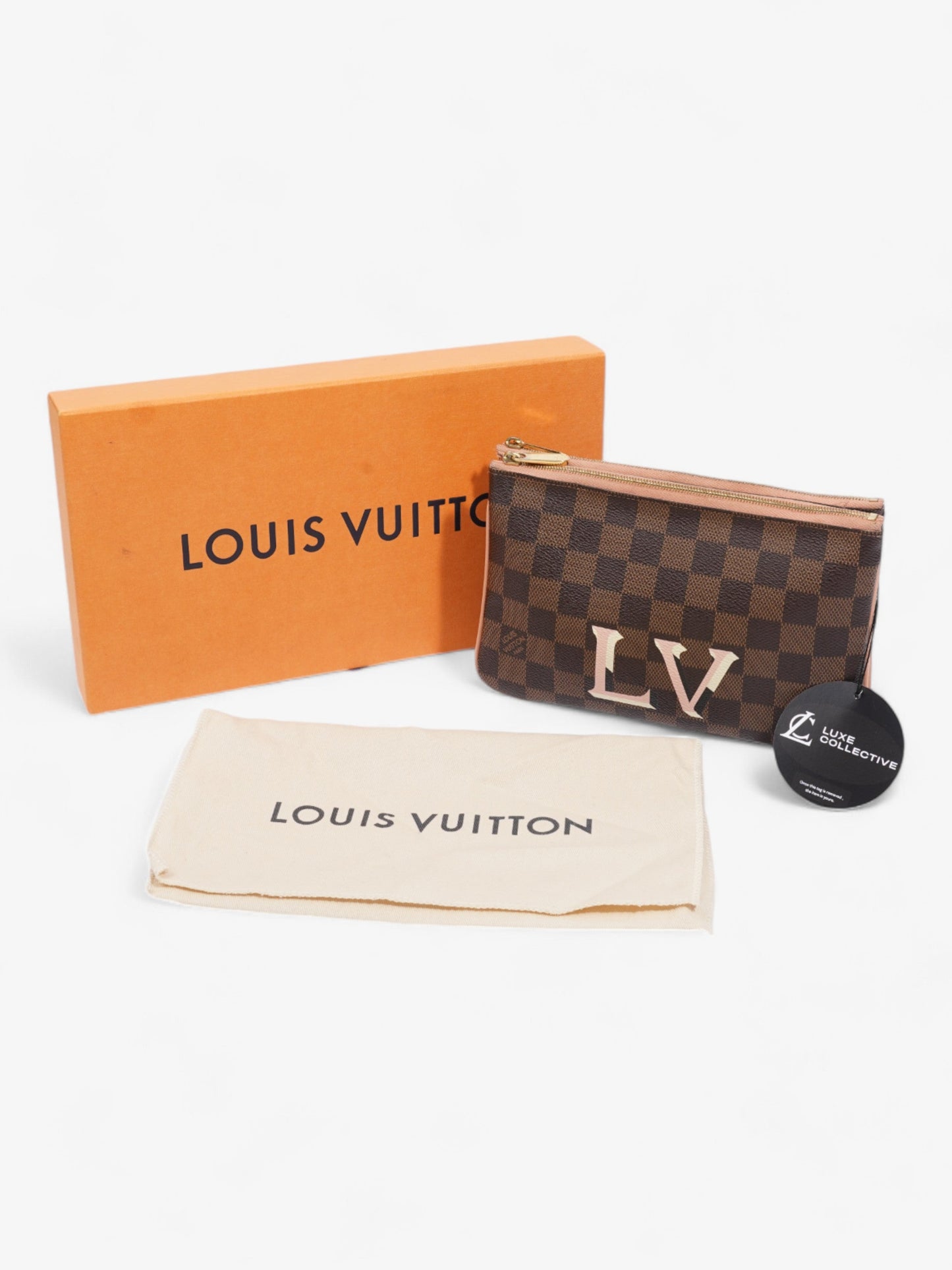 Louis Vuitton Double Zip Pochette Monogram / Pink Coated Canvas