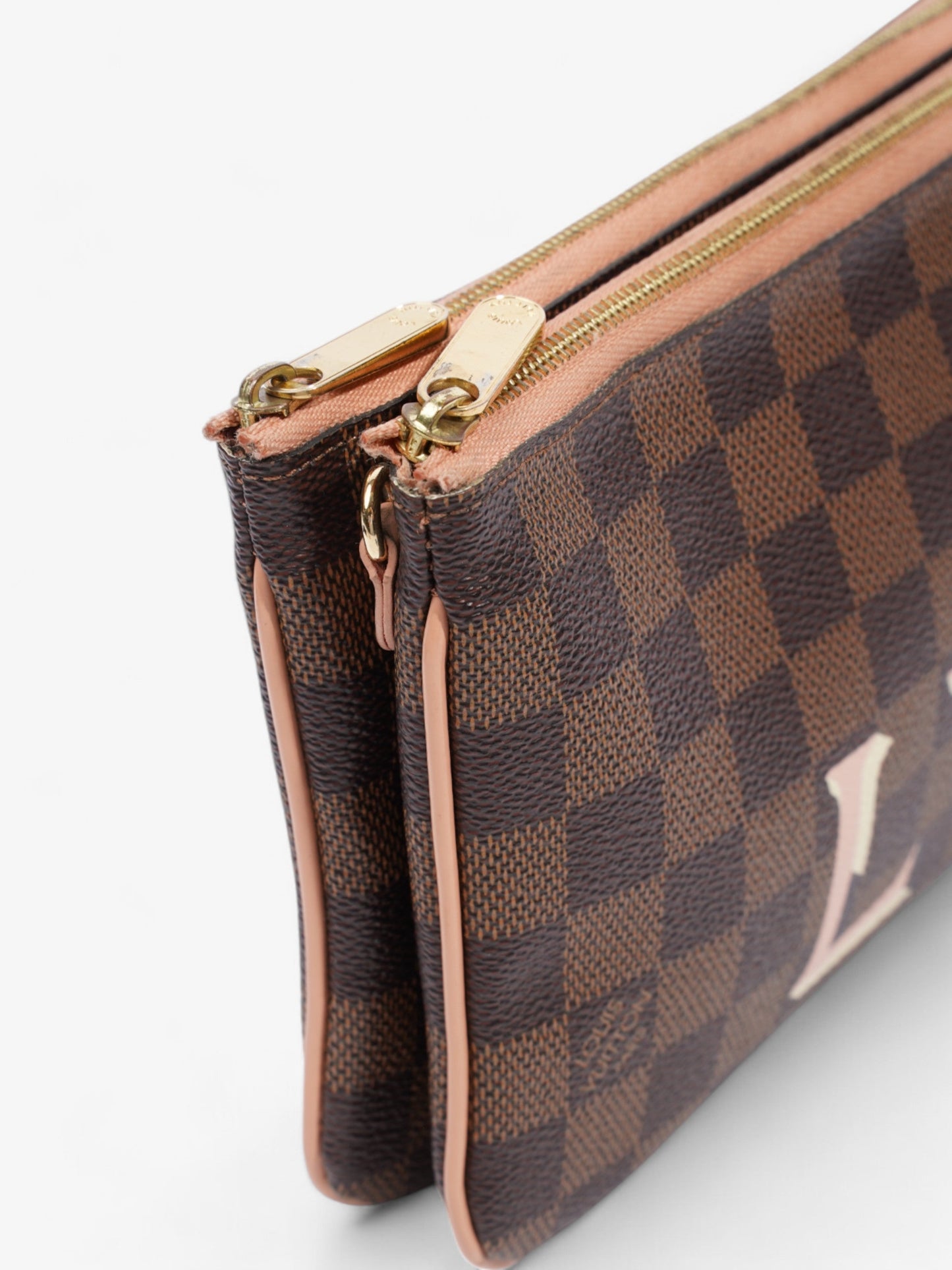 Louis Vuitton Double Zip Pochette Monogram / Pink Coated Canvas