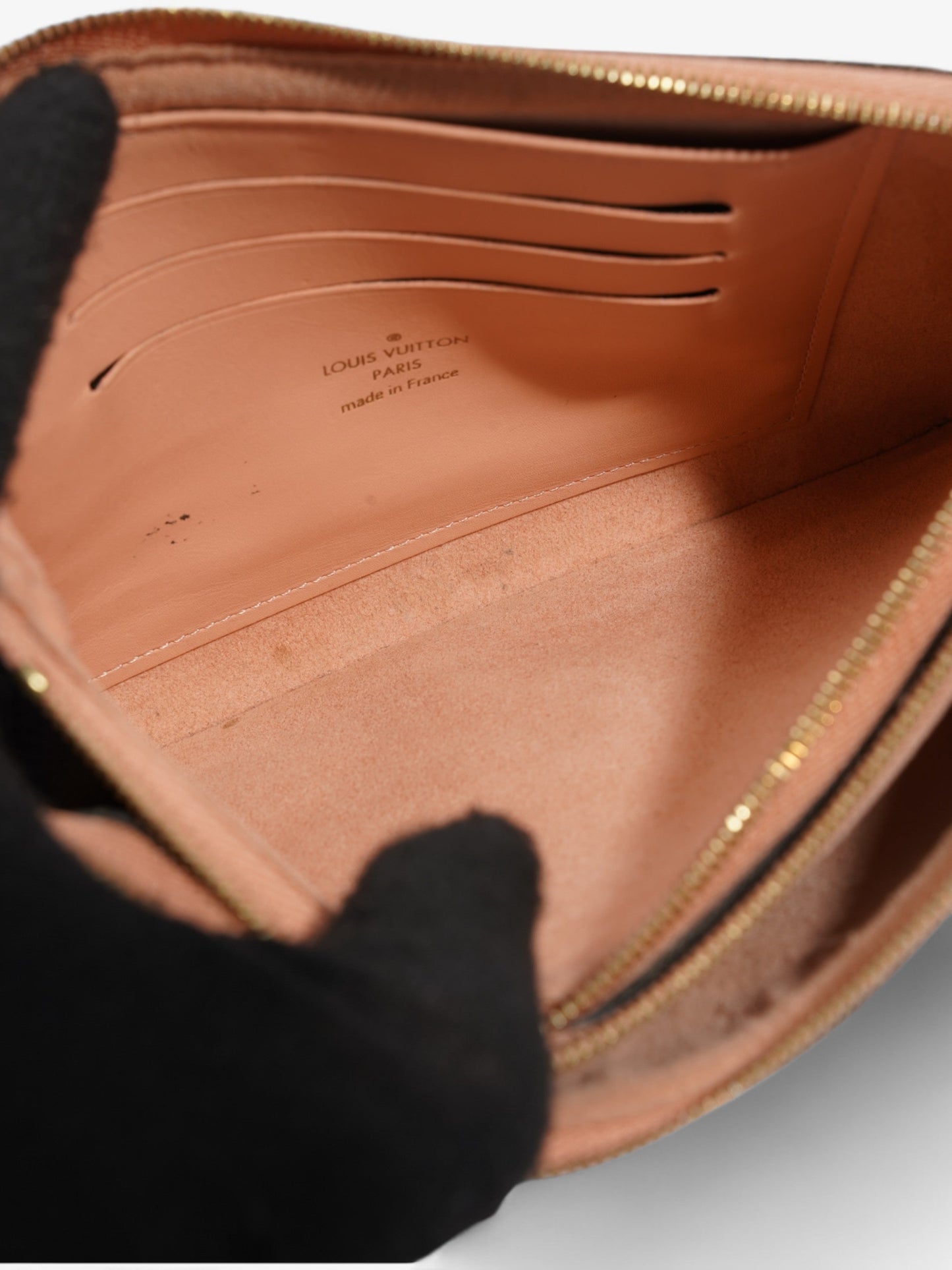 Louis Vuitton Double Zip Pochette Monogram / Pink Coated Canvas