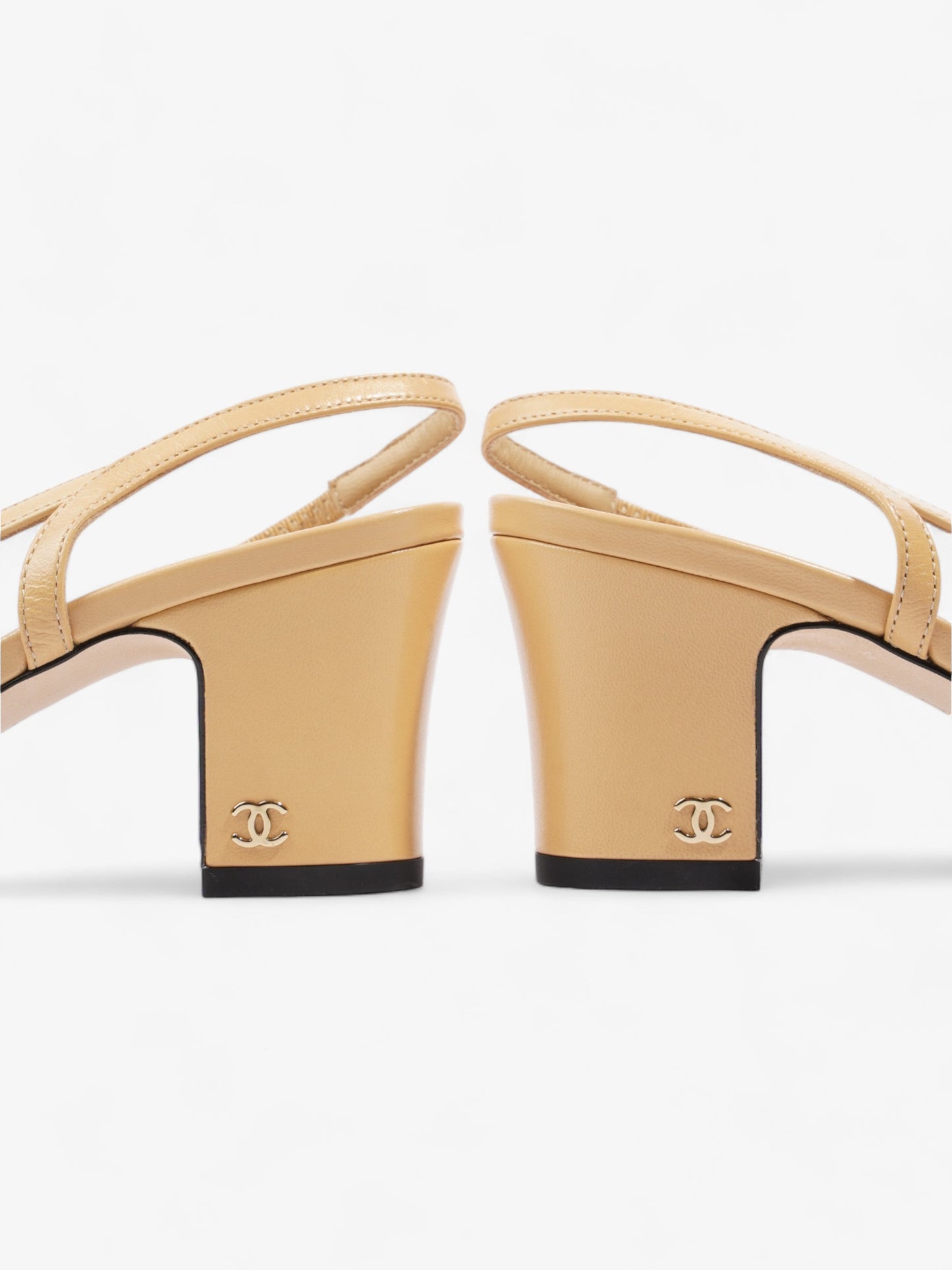 Chanel Slingback Pump 60 Beige / Black Leather EU 38 UK 5
