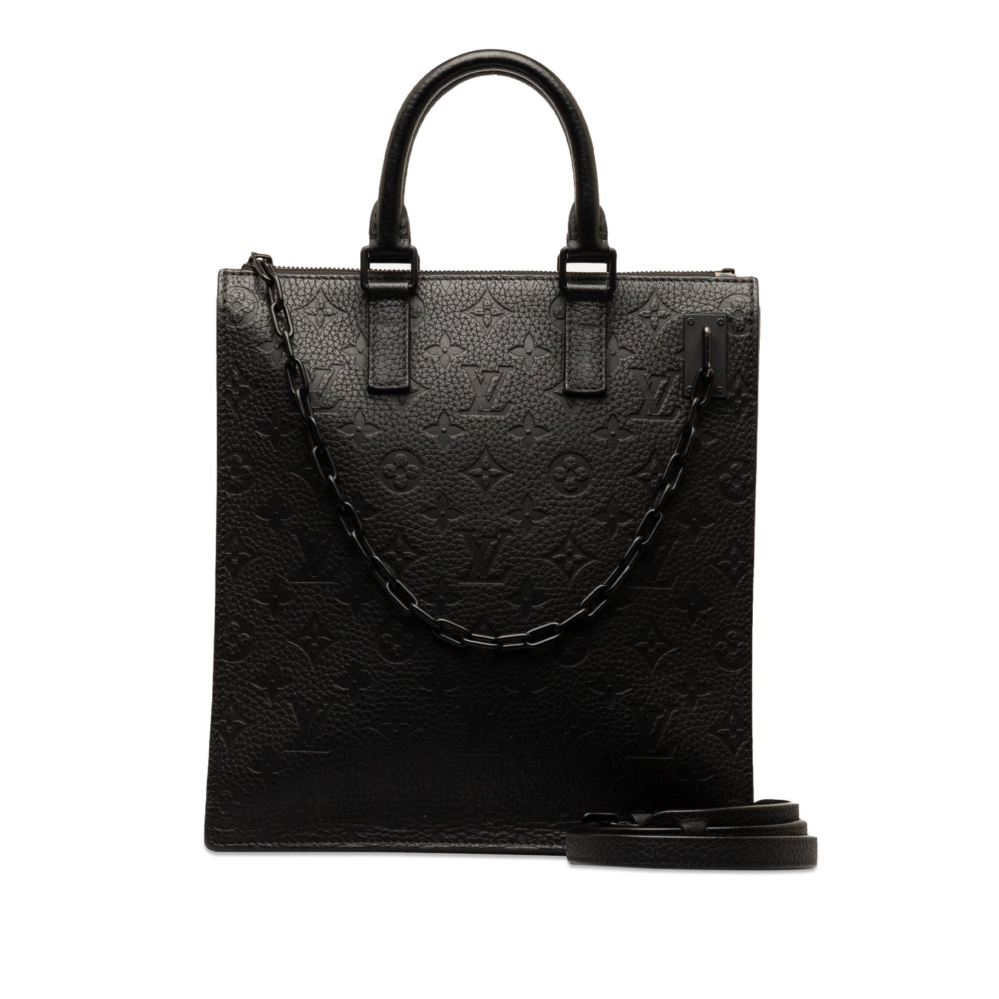 Black Louis Vuitton Monogram Taurillon Sac Plat Satchel