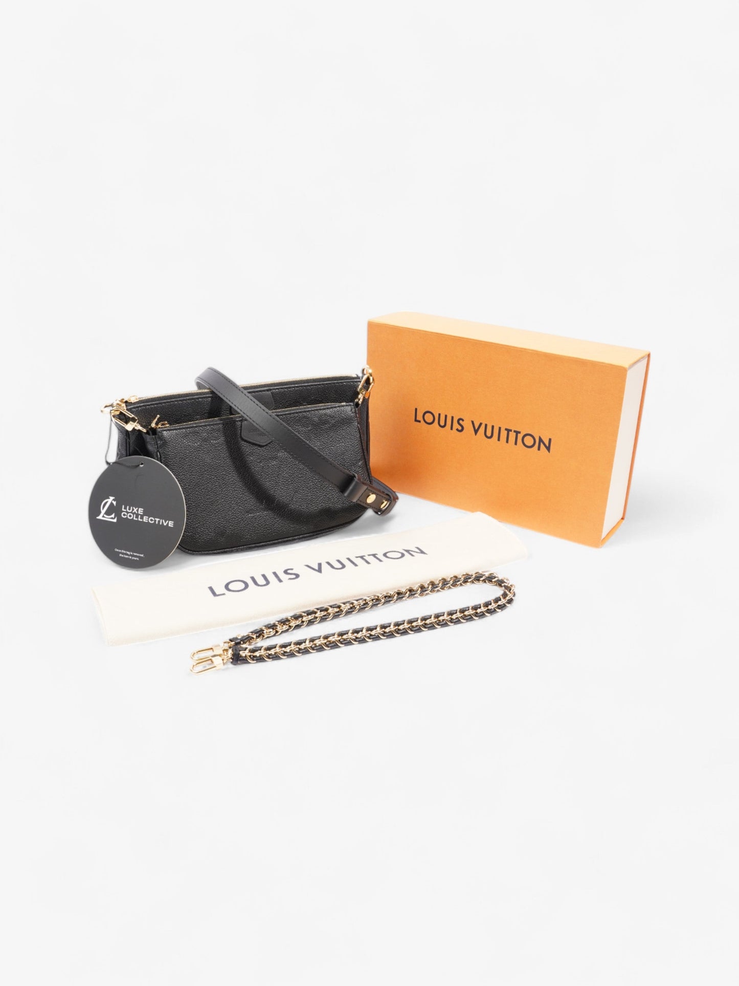 Louis Vuitton Multi Pochette Accessoires Bag Black Empreinte Leather Mini