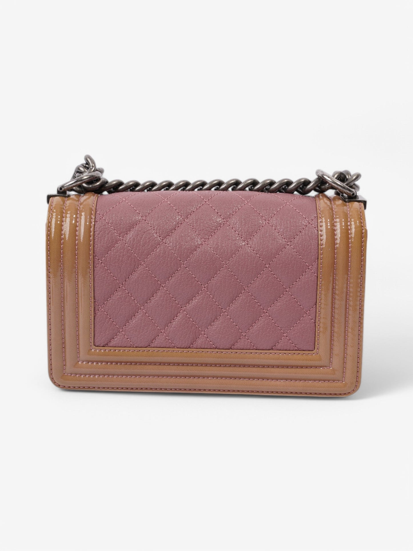 Chanel Boy Bag Purple / Light Brown Patent Leather Small