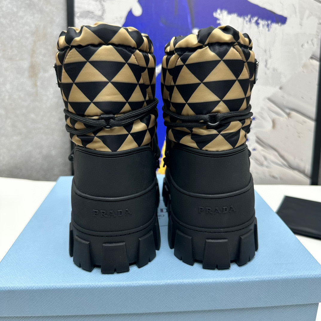 PD NYLON GABARDINE APRﾈS SKI BOOTIES BLACK BEIGE