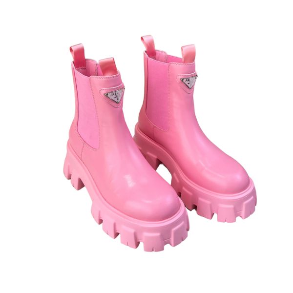 PD GLMNOLITH BRUSHED LEATHER BOOTIES PINK