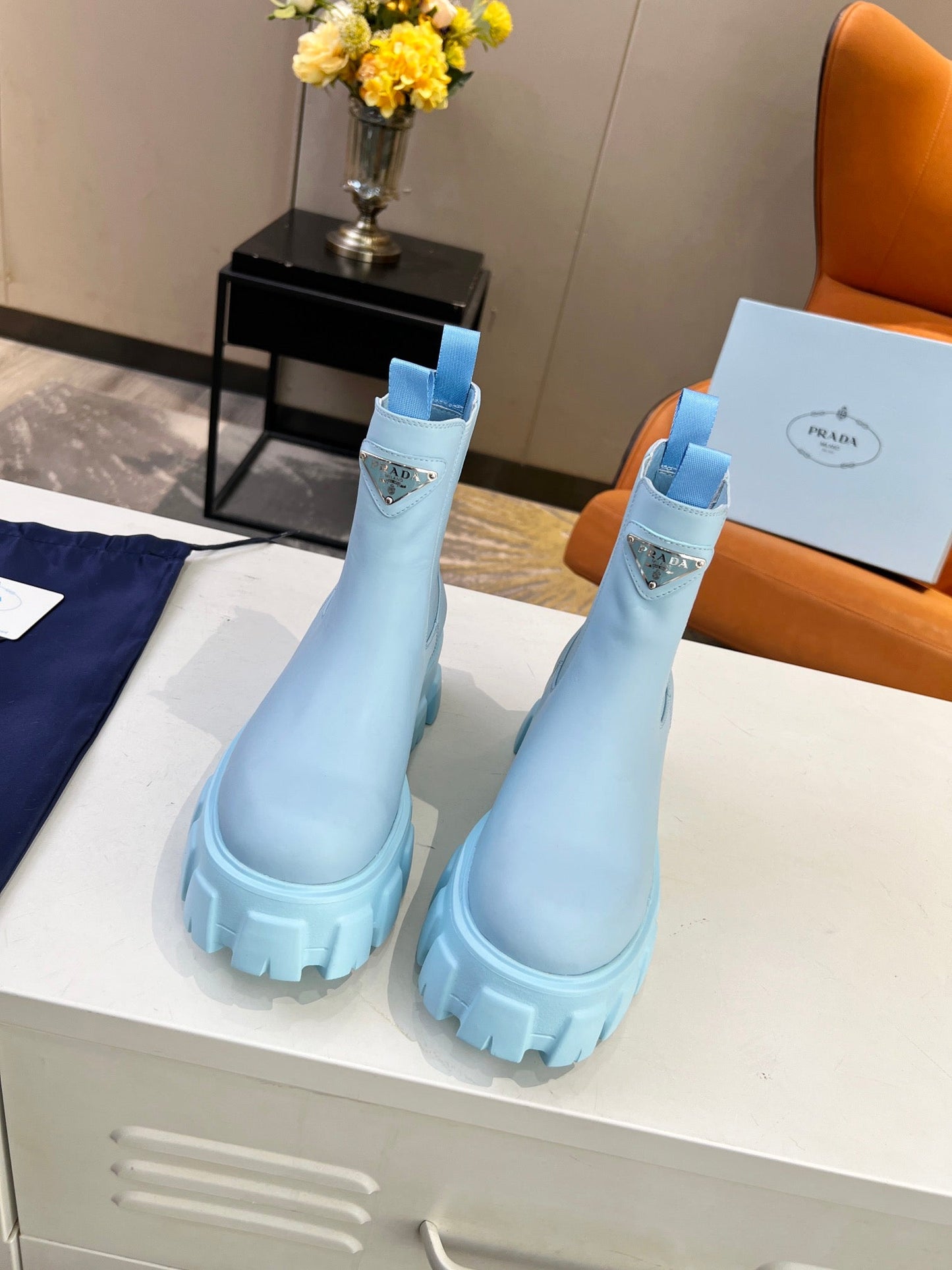 PD GLMNOLITH BRUSHED LEATHER BOOTIES BLUE