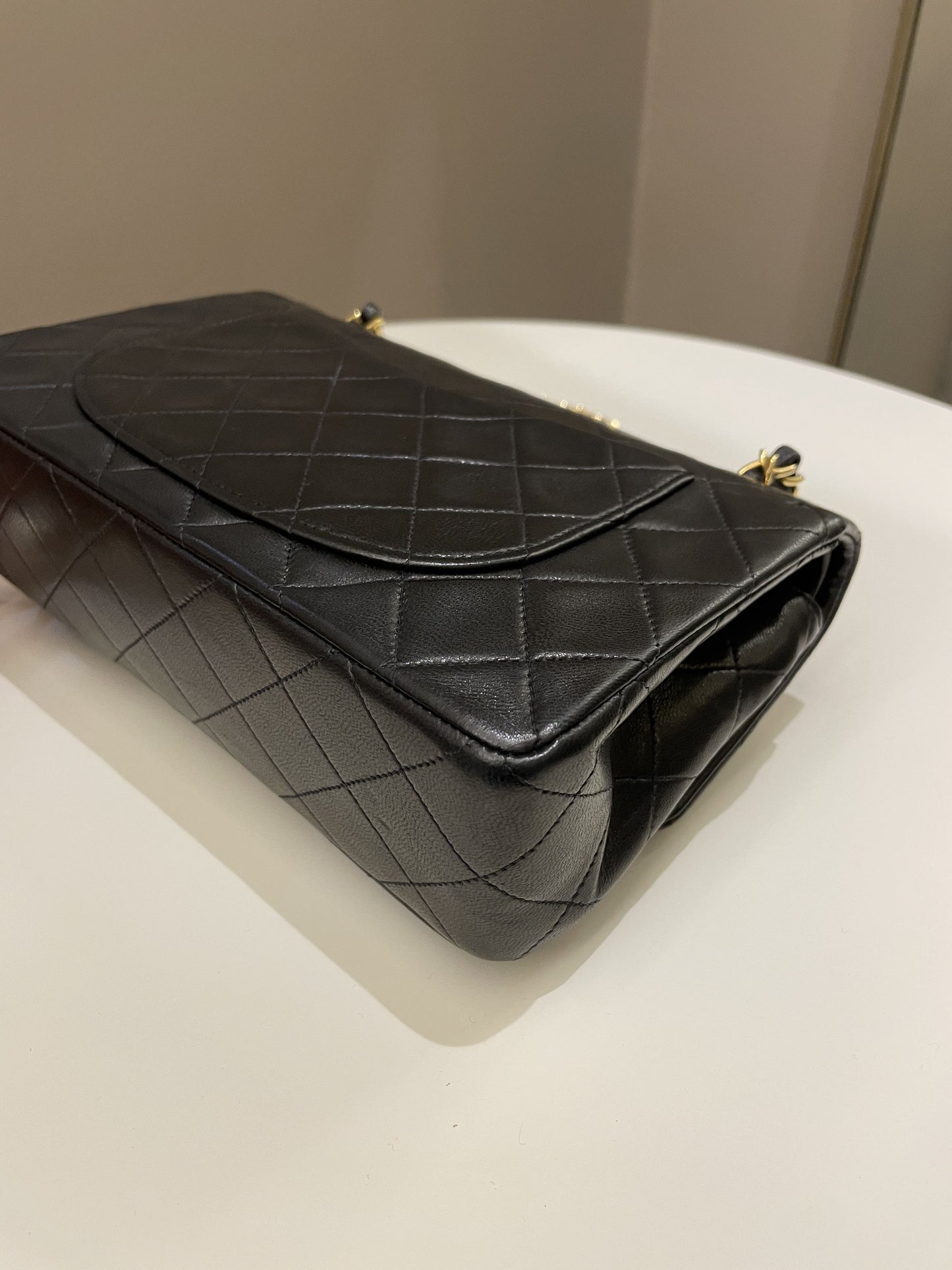 Chanel Vintage Classic Quilted Small Double Flap Black Lambskin