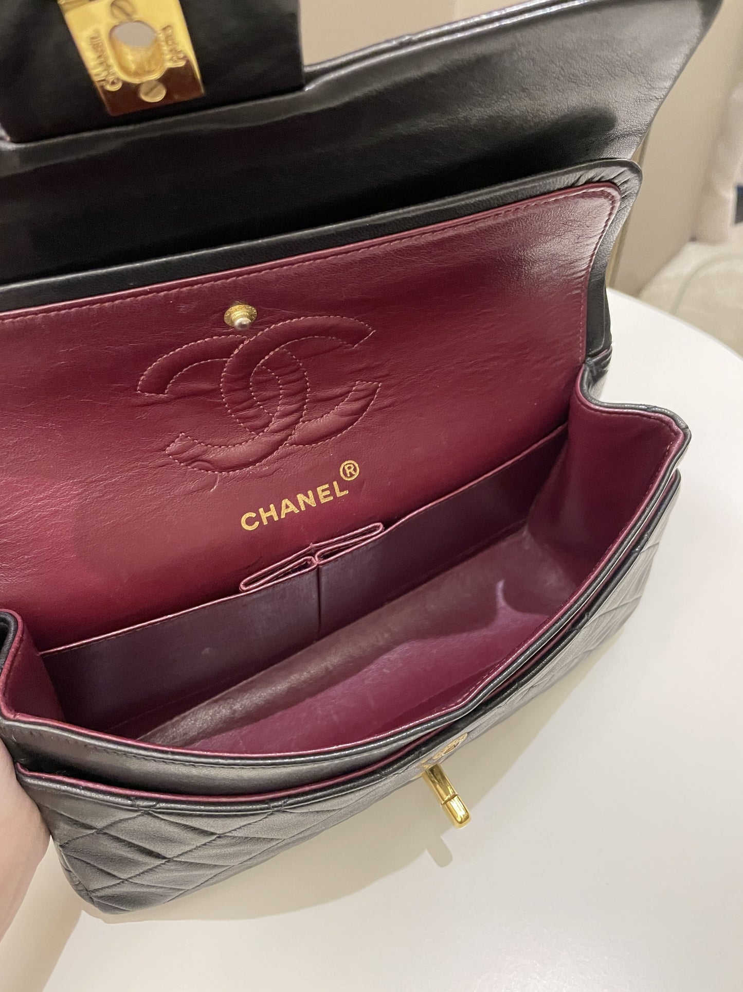 Chanel Vintage Classic Quilted Small Double Flap Black Lambskin