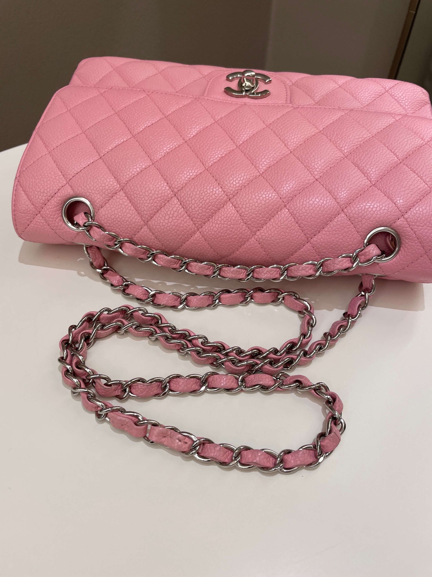 Chanel Classic Medium Double Flap Sakura Pink Caviar