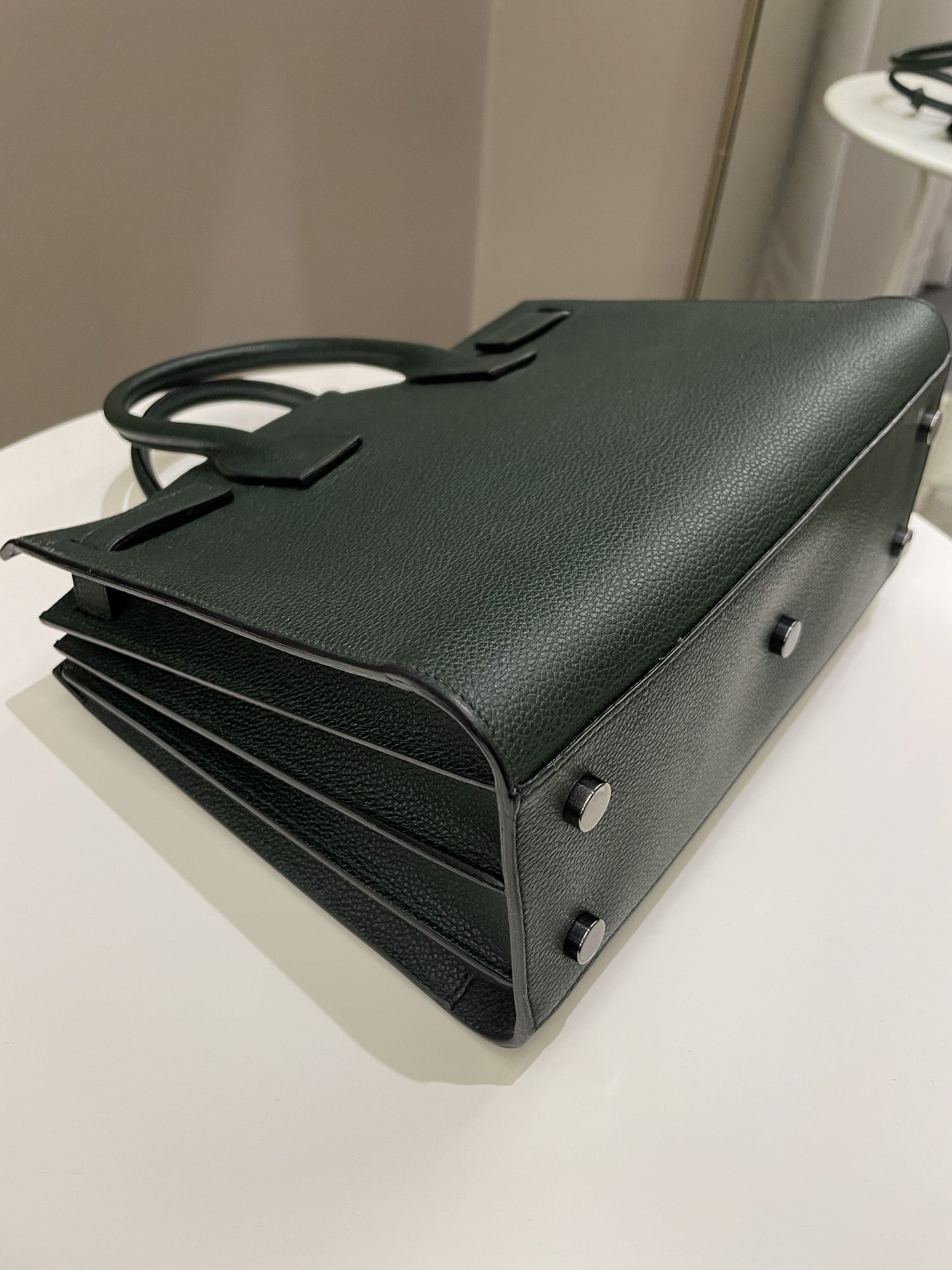 Saint Laurent Sac De Jour Dark Forest Grainy Leather