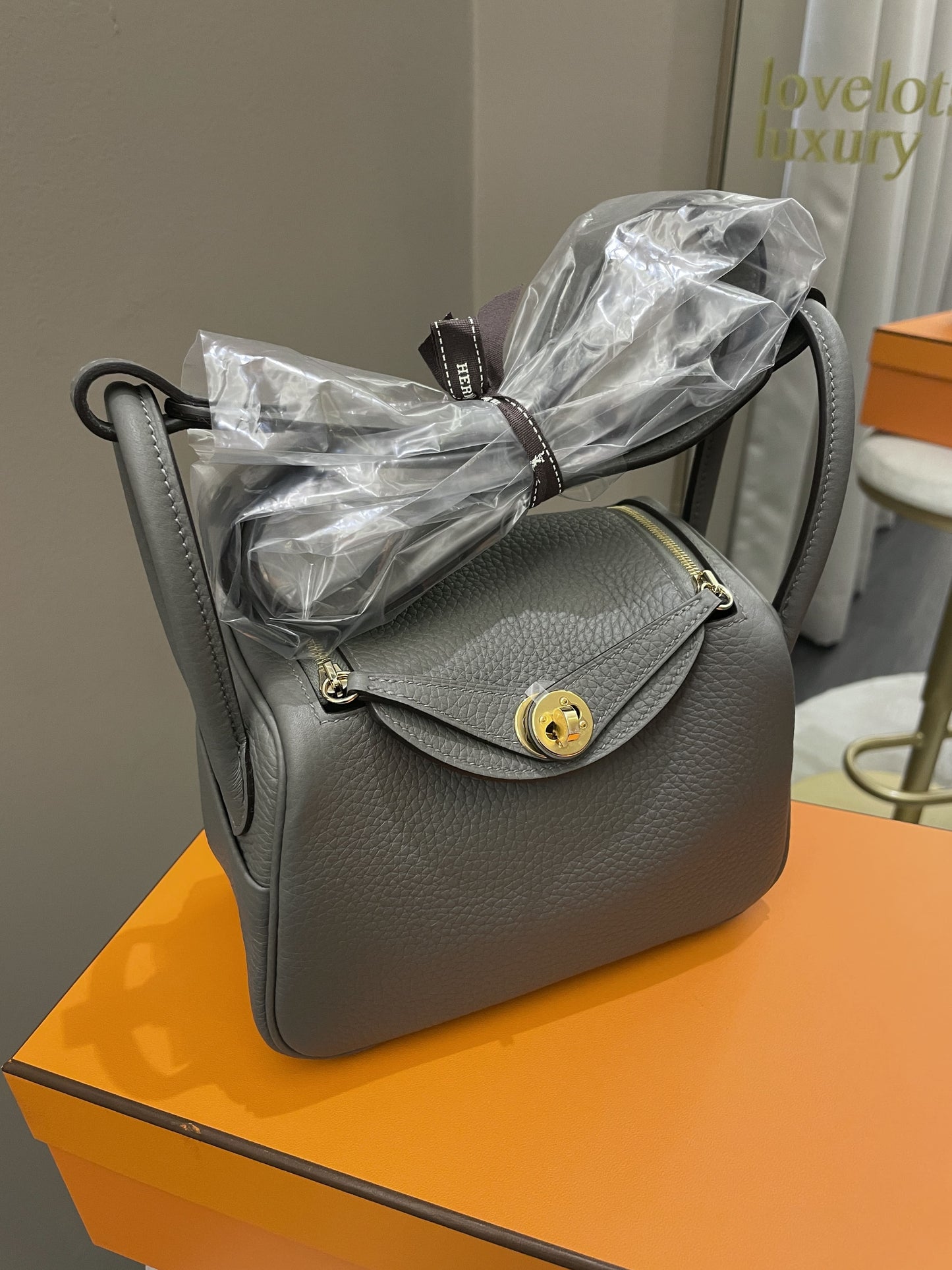 Hermes Mini Lindy Gris Meyer Clemence