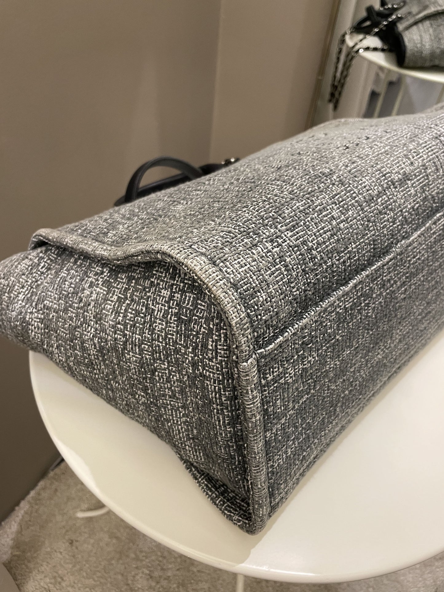 Chanel Deauville Shopper Tote Grey/ Black Canvas