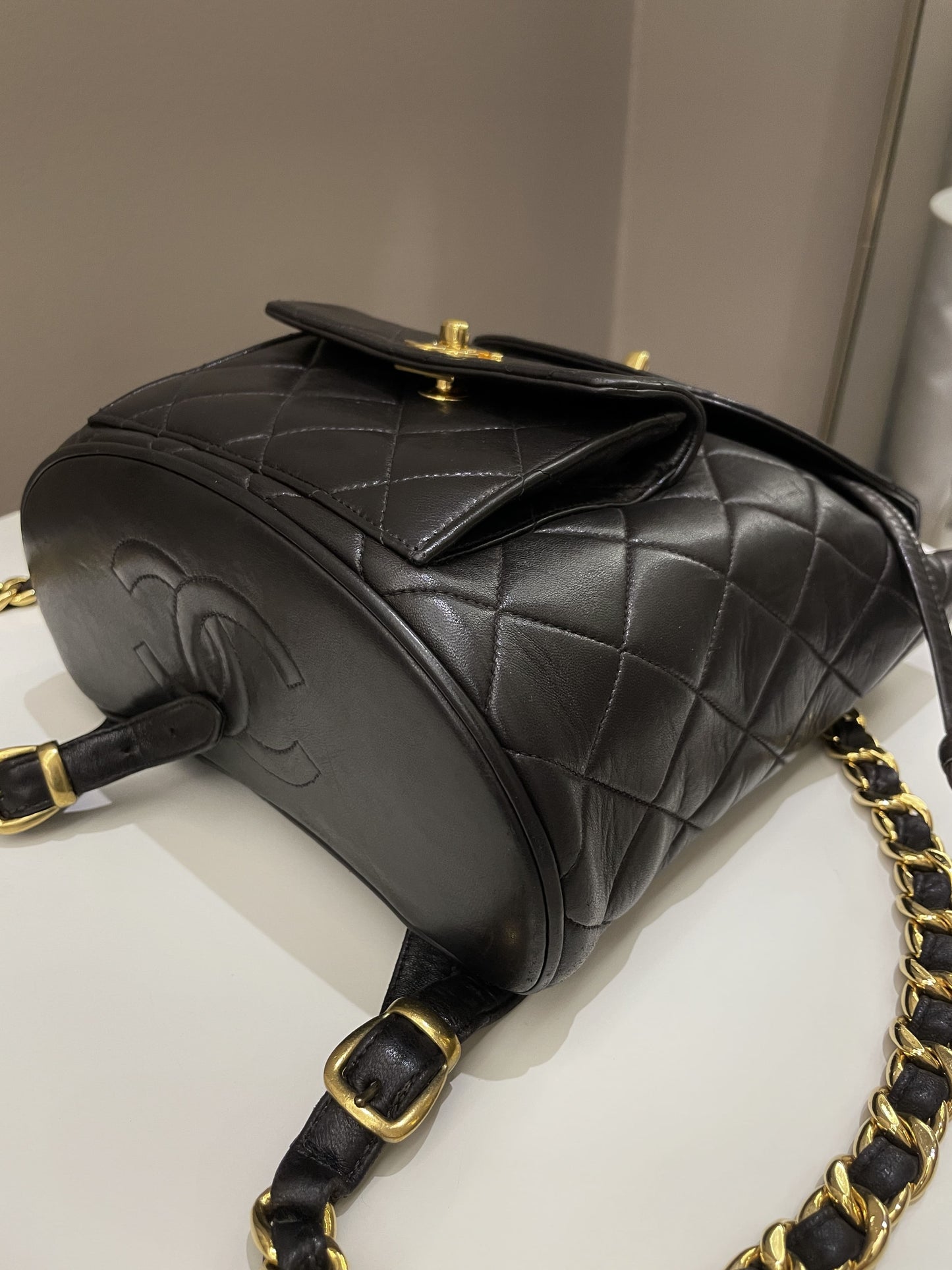 Chanel Quilted Vintage Duma Cc Backpack Brown Lambskin