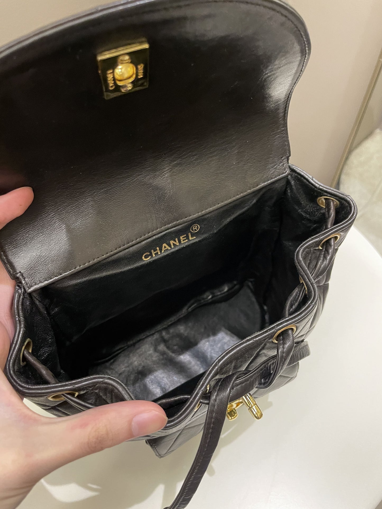 Chanel Quilted Vintage Duma Cc Backpack Brown Lambskin