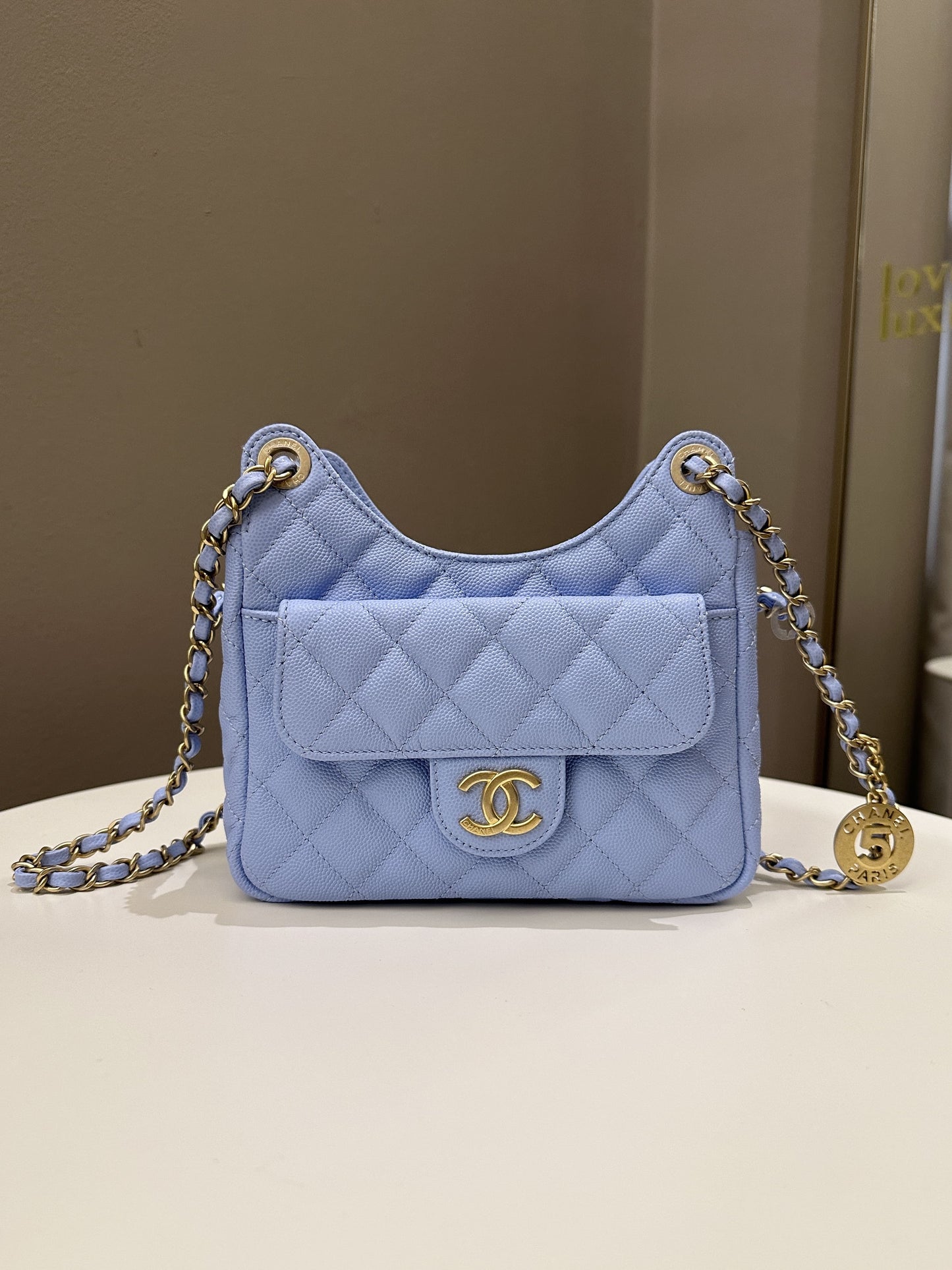 Chanel Small Hobo Bag Periwinkle Caviar