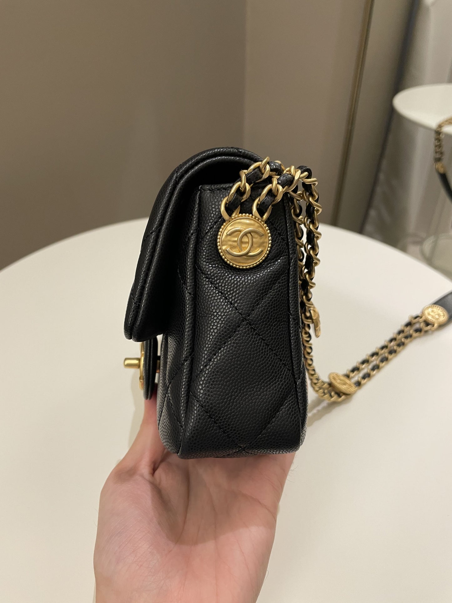 Chanel 22A Twist Your Button Mini Flap Bag Black Caviar