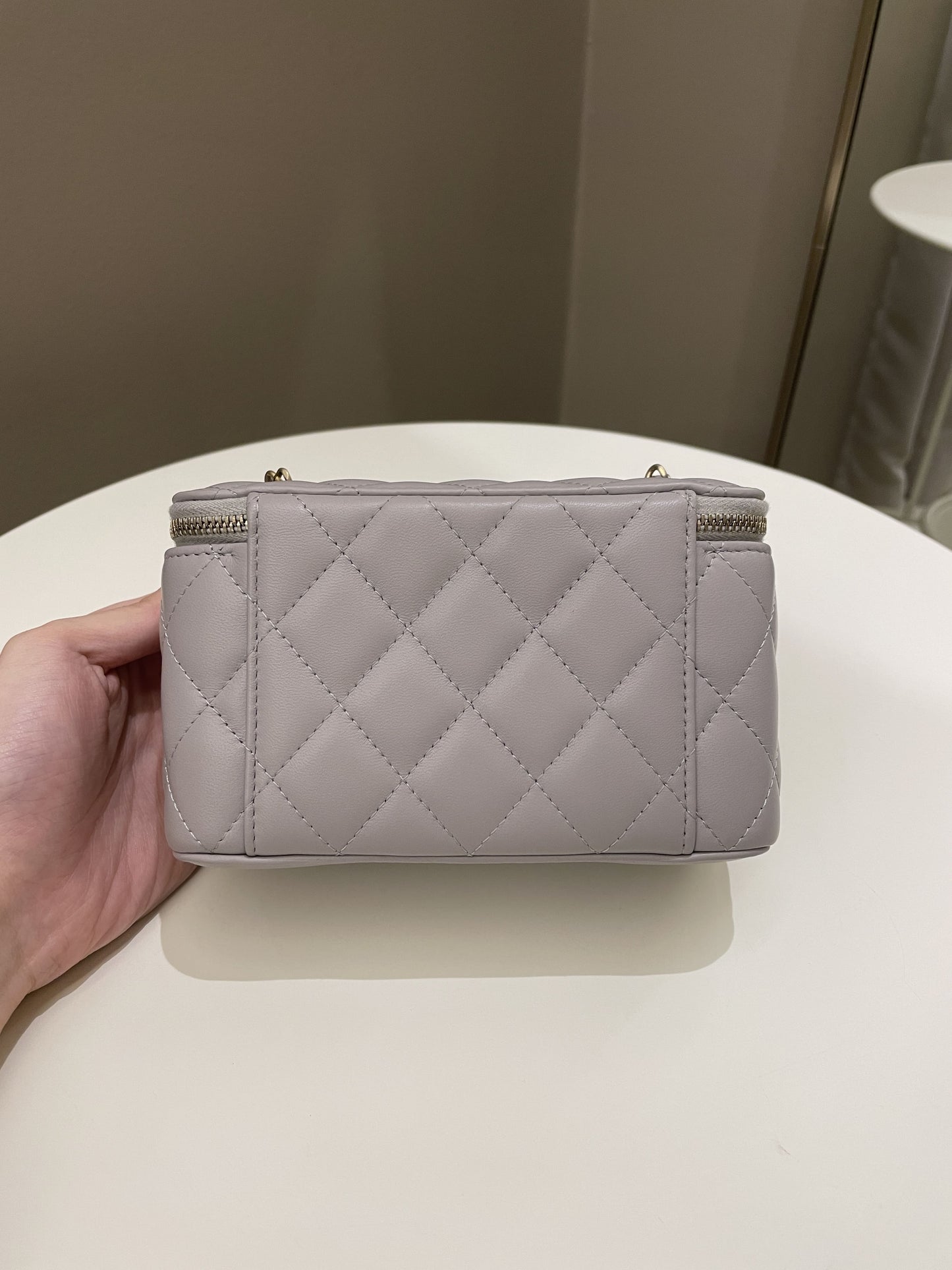Chanel Quilted Pearl Crush Vanity Rectangular Grey Lambskin