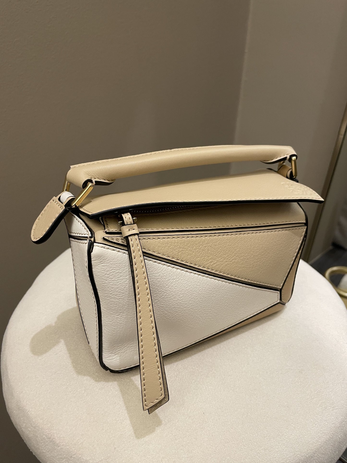 Loewe Puzzle Mini Dusty Beige / Ivory Calfksin