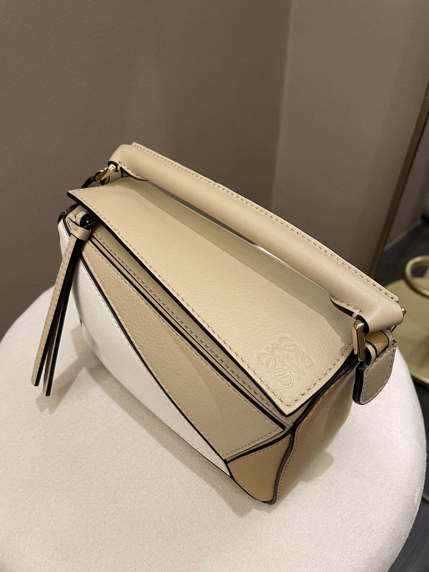 Loewe Puzzle Mini Dusty Beige / Ivory Calfksin