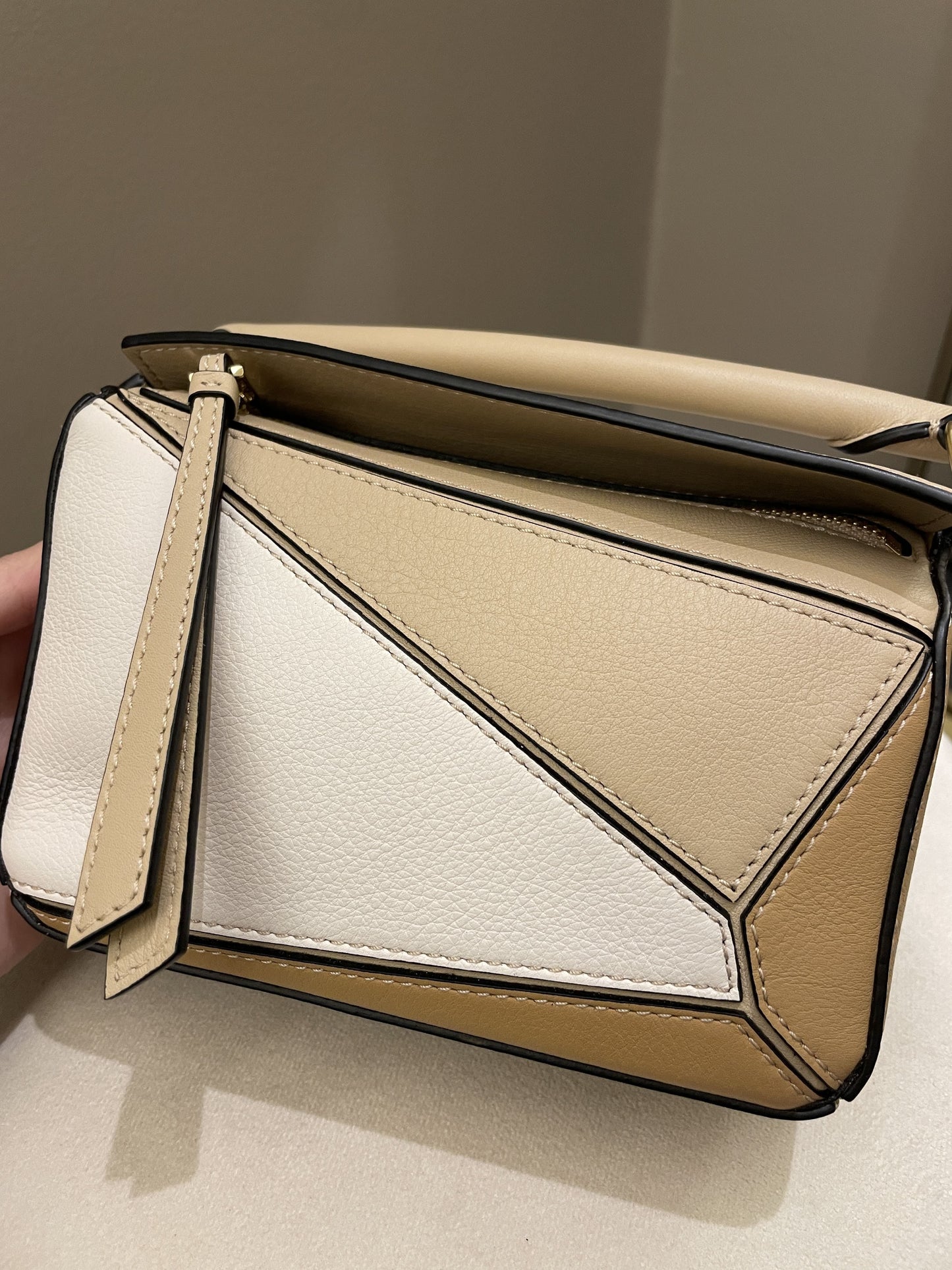 Loewe Puzzle Mini Dusty Beige / Ivory Calfksin
