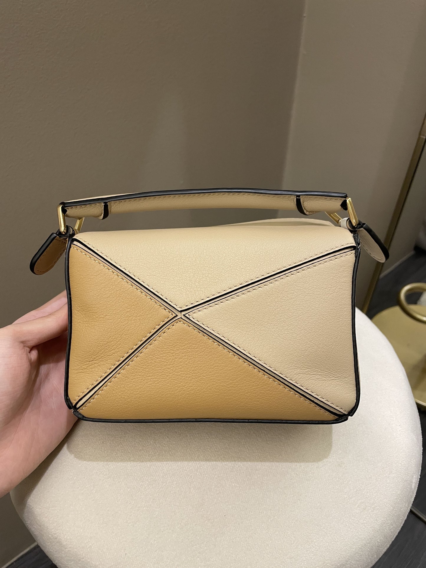 Loewe Puzzle Mini Dusty Beige / Ivory Calfksin