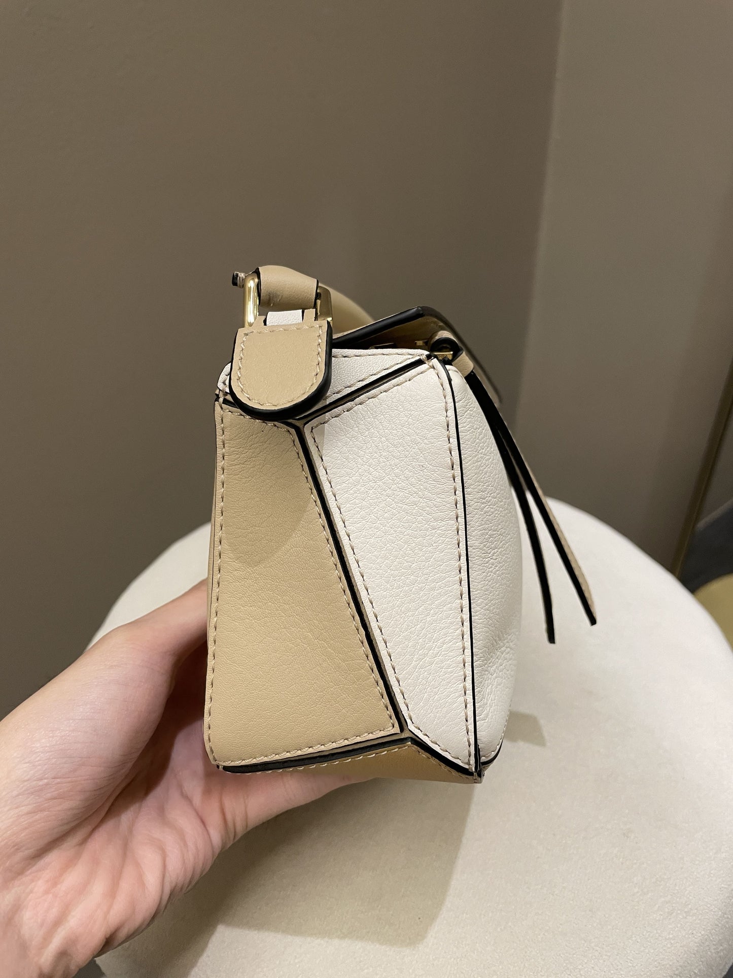 Loewe Puzzle Mini Dusty Beige / Ivory Calfksin