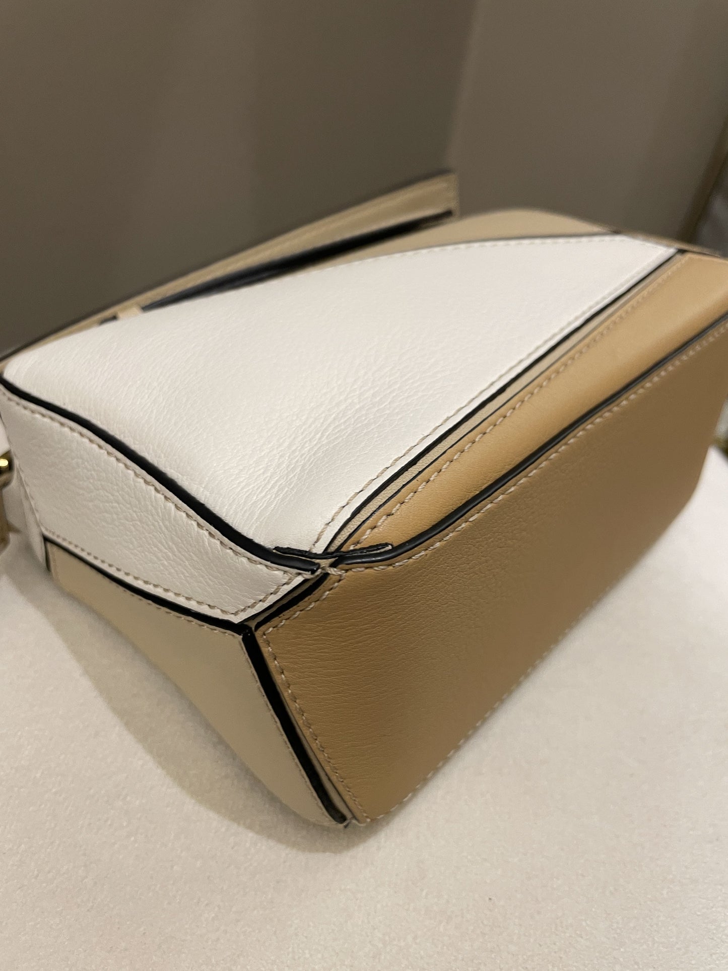 Loewe Puzzle Mini Dusty Beige / Ivory Calfksin