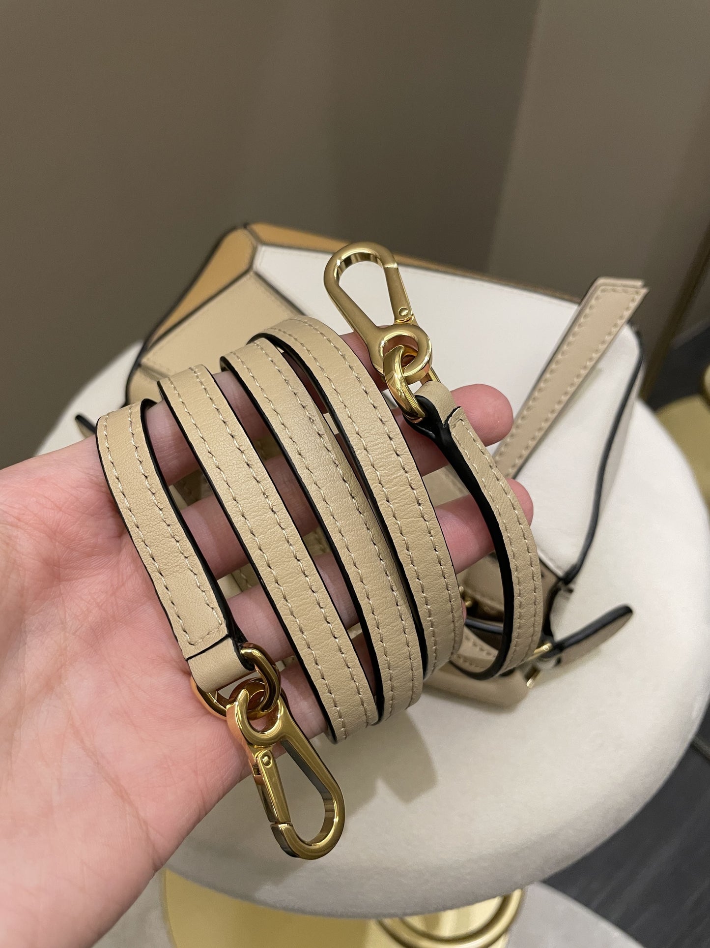 Loewe Puzzle Mini Dusty Beige / Ivory Calfksin