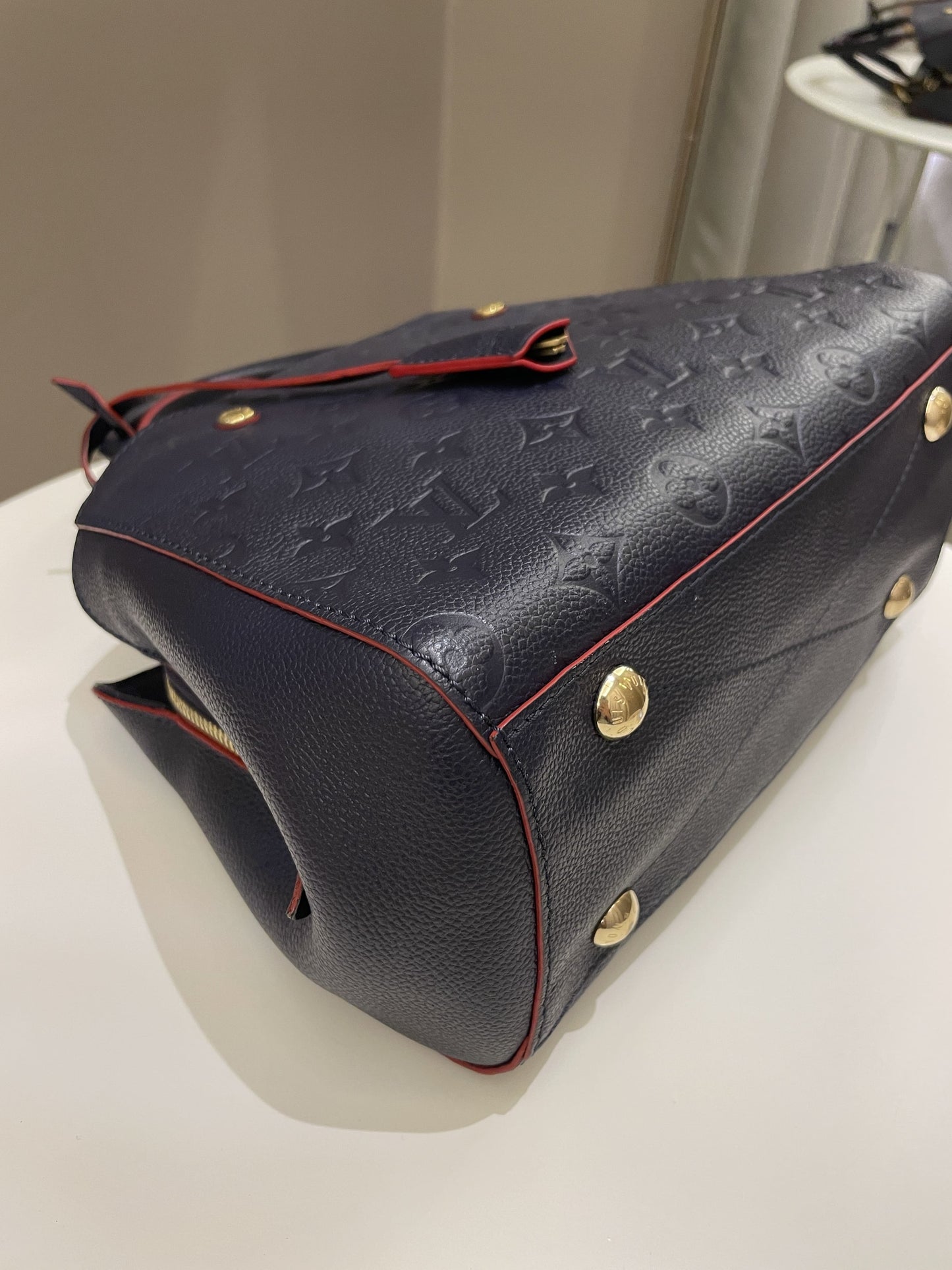 Louis Vuitton Montaigne BB Blue Empreinte